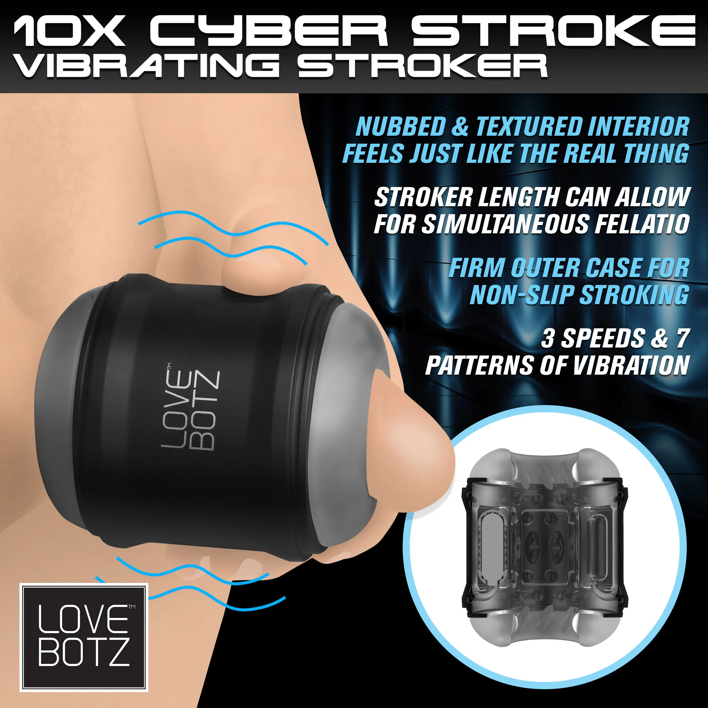 10X Cyber Stroke Vibrating Masturbator - Image 6