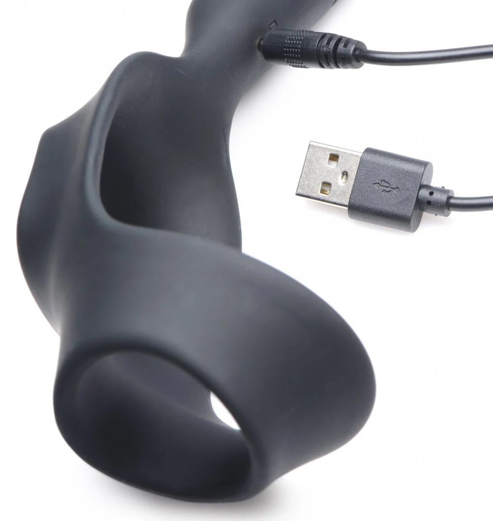 10X P-Bomb Silicone Cock and Ball Ring with Vibrating Anal Plug - Image 6
