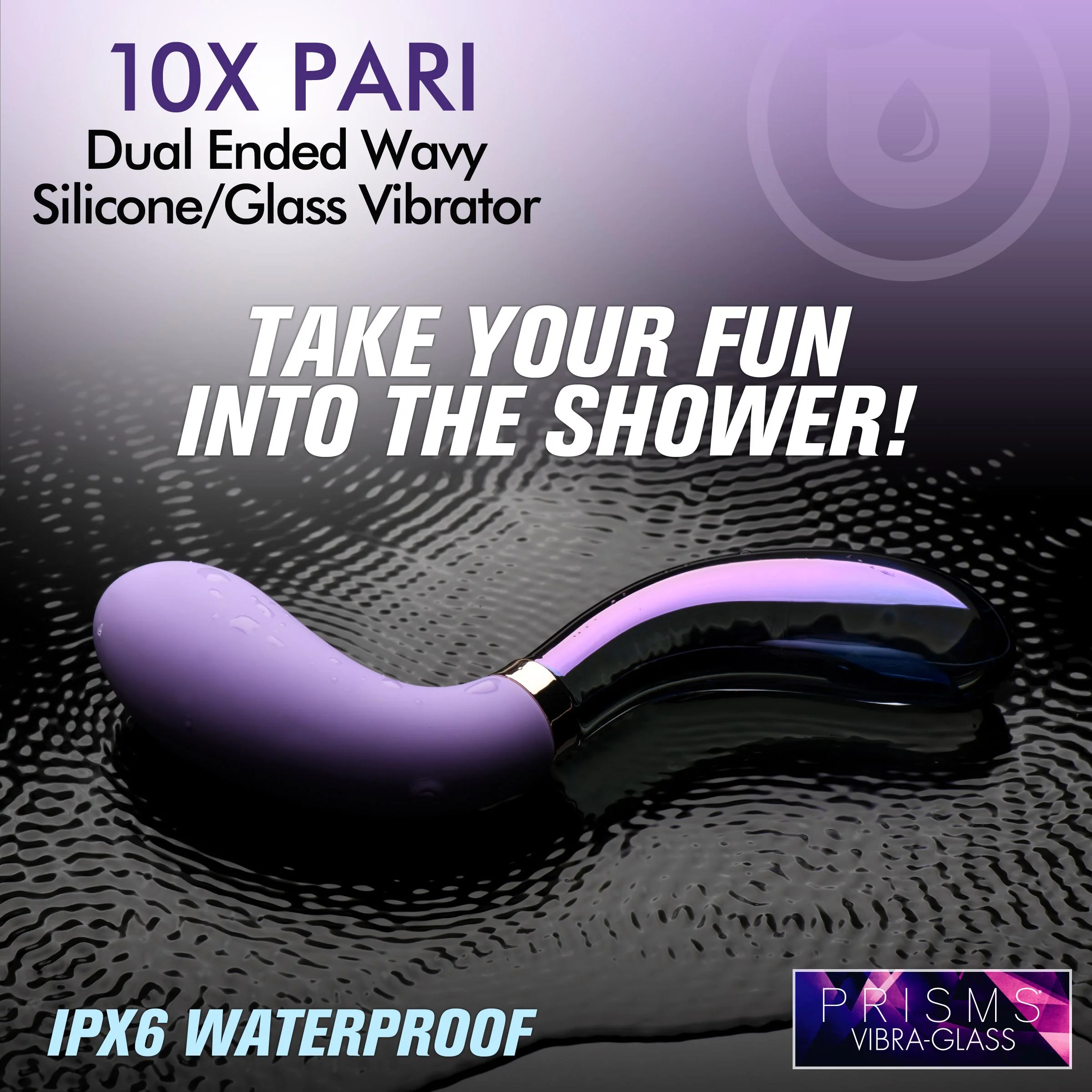 10X Pari Dual Ended Wavy Silicone and Glass Vibrator - Image 4