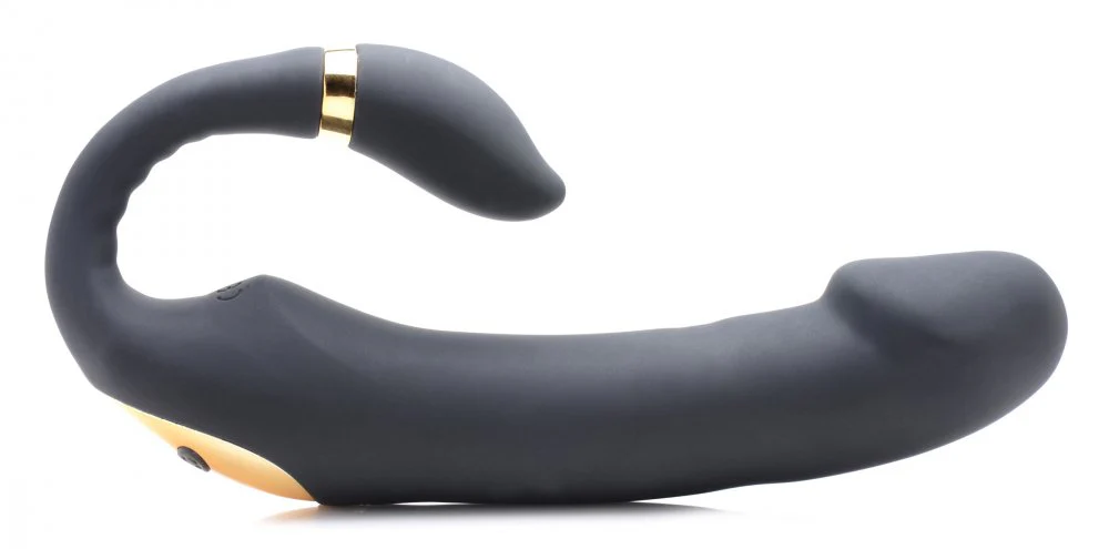 10X Pleasure Pose Come Hither Silicone Vibrator with Poseable Clit Stimulator - Image 4