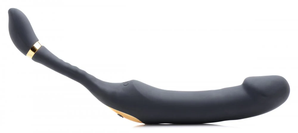10X Pleasure Pose Come Hither Silicone Vibrator with Poseable Clit Stimulator - Image 6