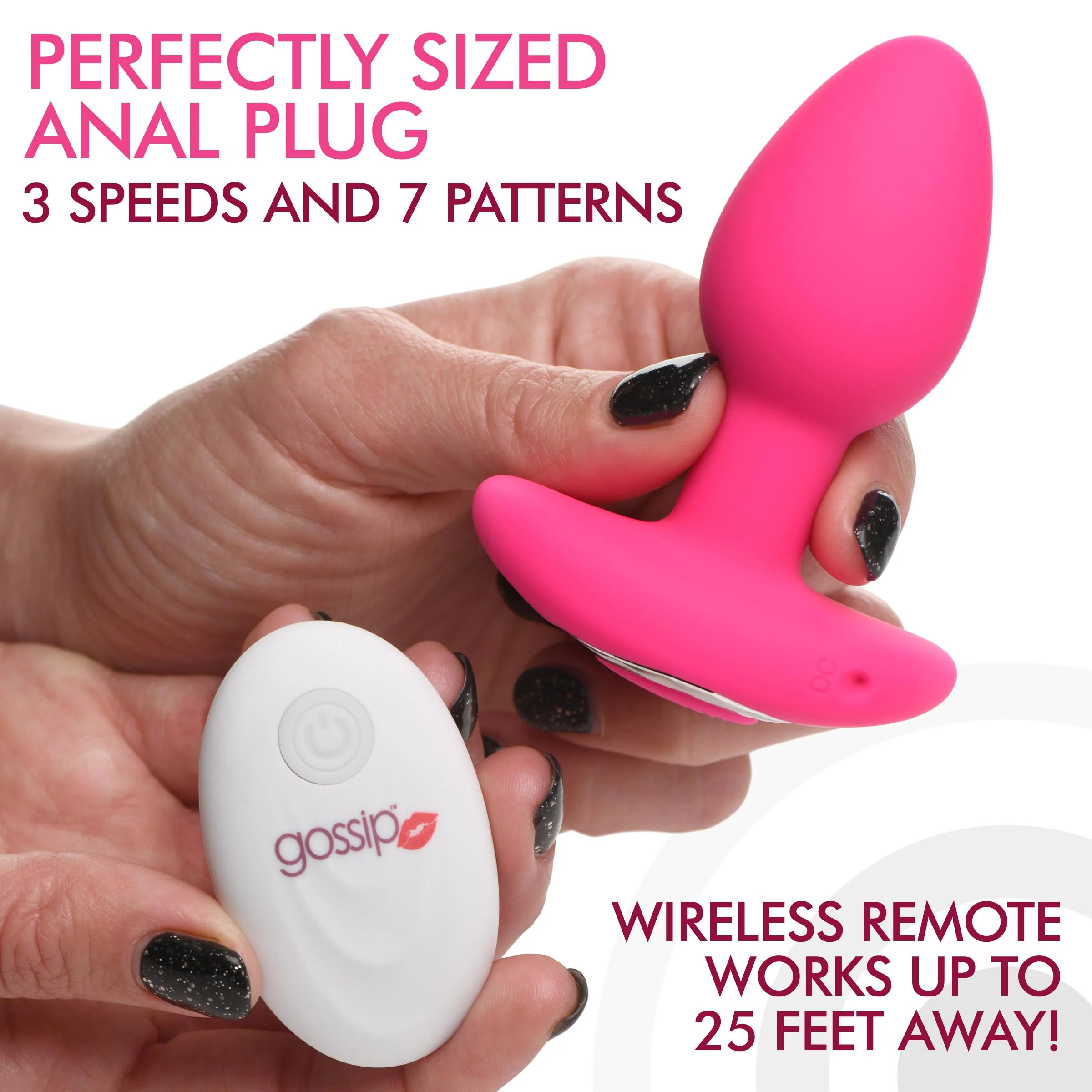 10X Pop Rocker Vibrating Silicone Plug with Remote - Image 3