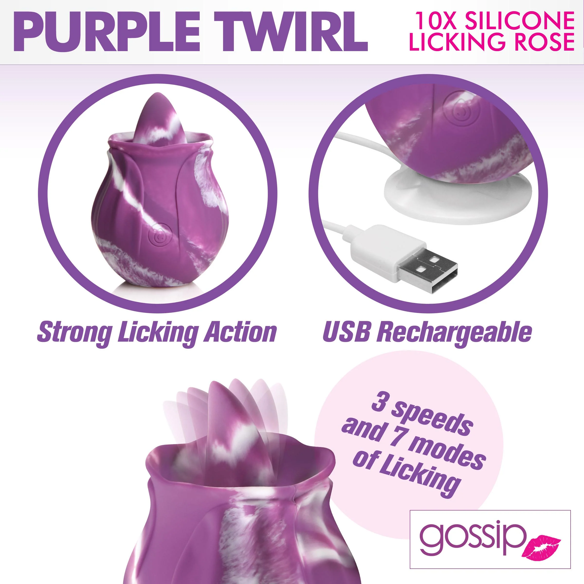 10X Twirl Silicone Licking Rose - Image 3