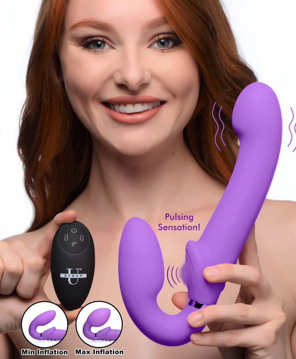 10X Remote Control Ergo-Fit Clit Pulse Inflatable and Vibrating Strapless Strap-on - Image 3
