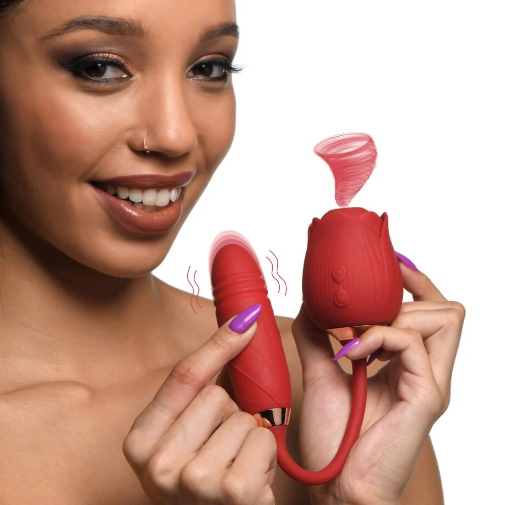 10X Romping Rose Suction and Thrusting Vibrator - Image 2