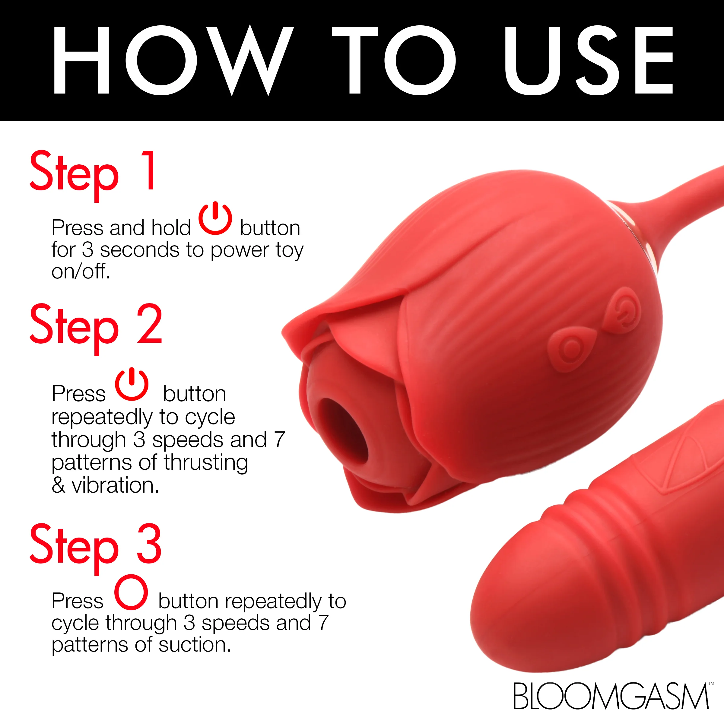 10X Romping Rose Suction and Thrusting Vibrator - Image 9