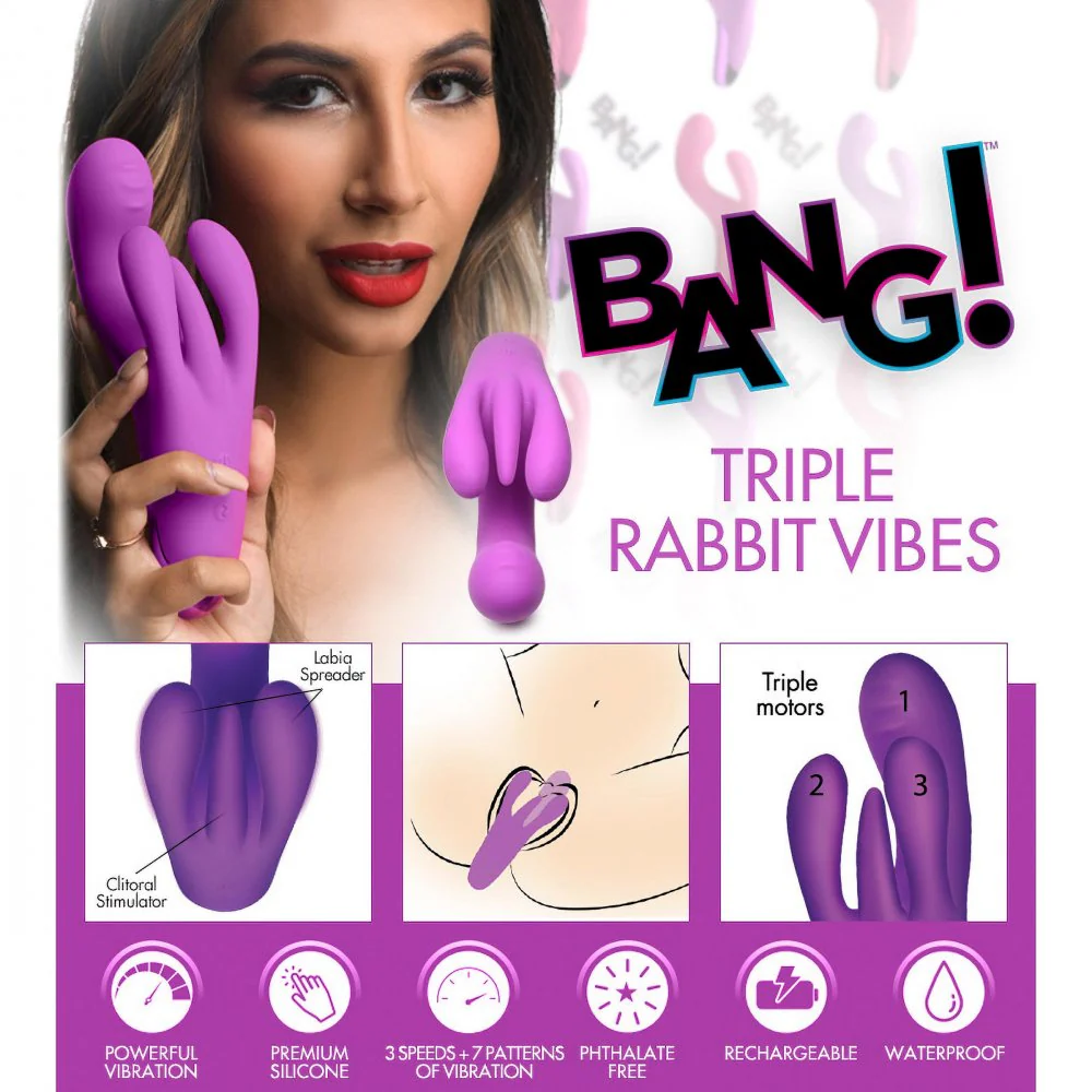 10X Triple Rabbit Silicone Vibrator - Image 6