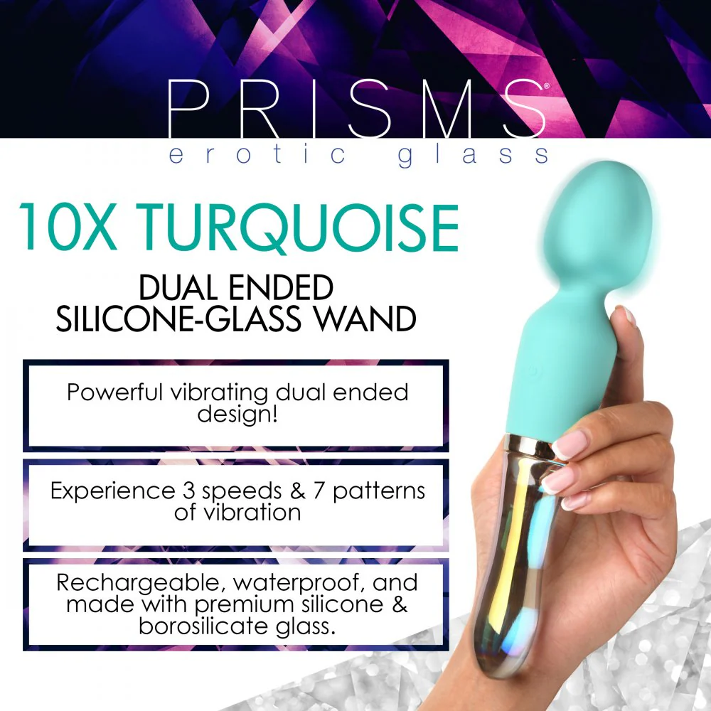 10X Turquoise Dual Ended Silicone and Glass Wand - Image 3