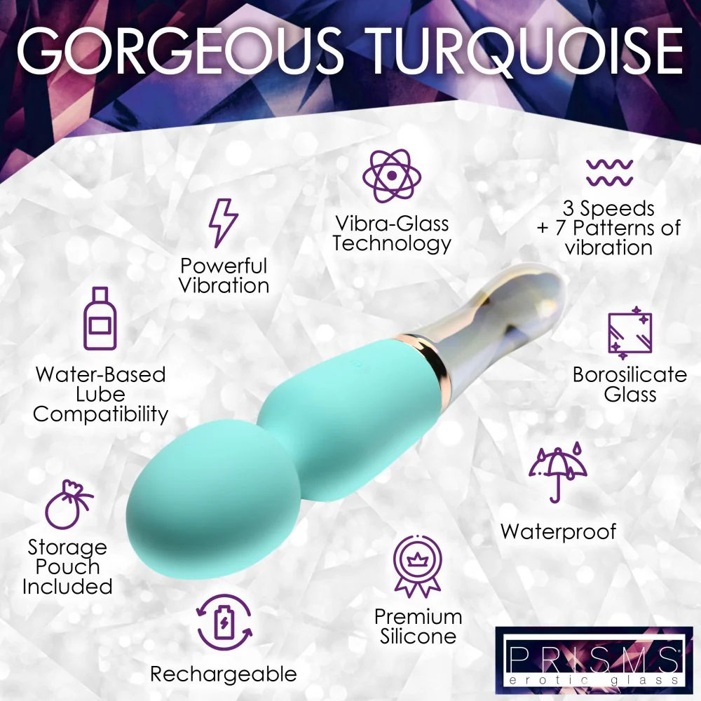 10X Turquoise Dual Ended Silicone and Glass Wand - Image 6