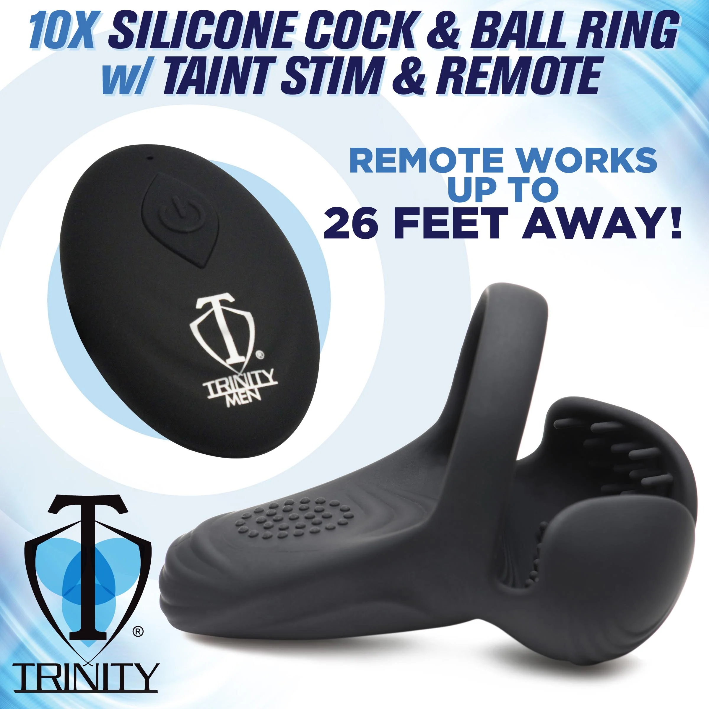 10X Vibrating Silicone Cock Ring with Taint Stim and Remote - Image 5