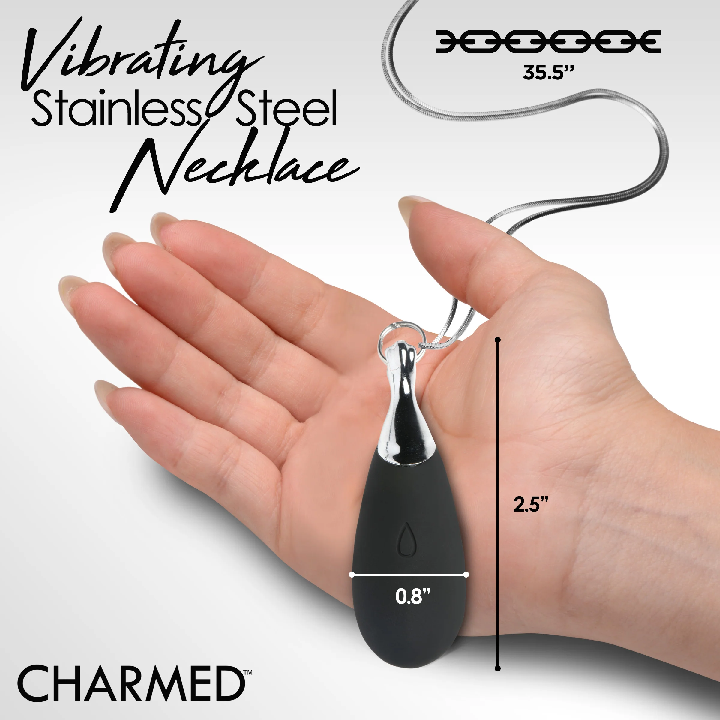 10X Vibrating Silicone Teardrop Necklace - Image 3