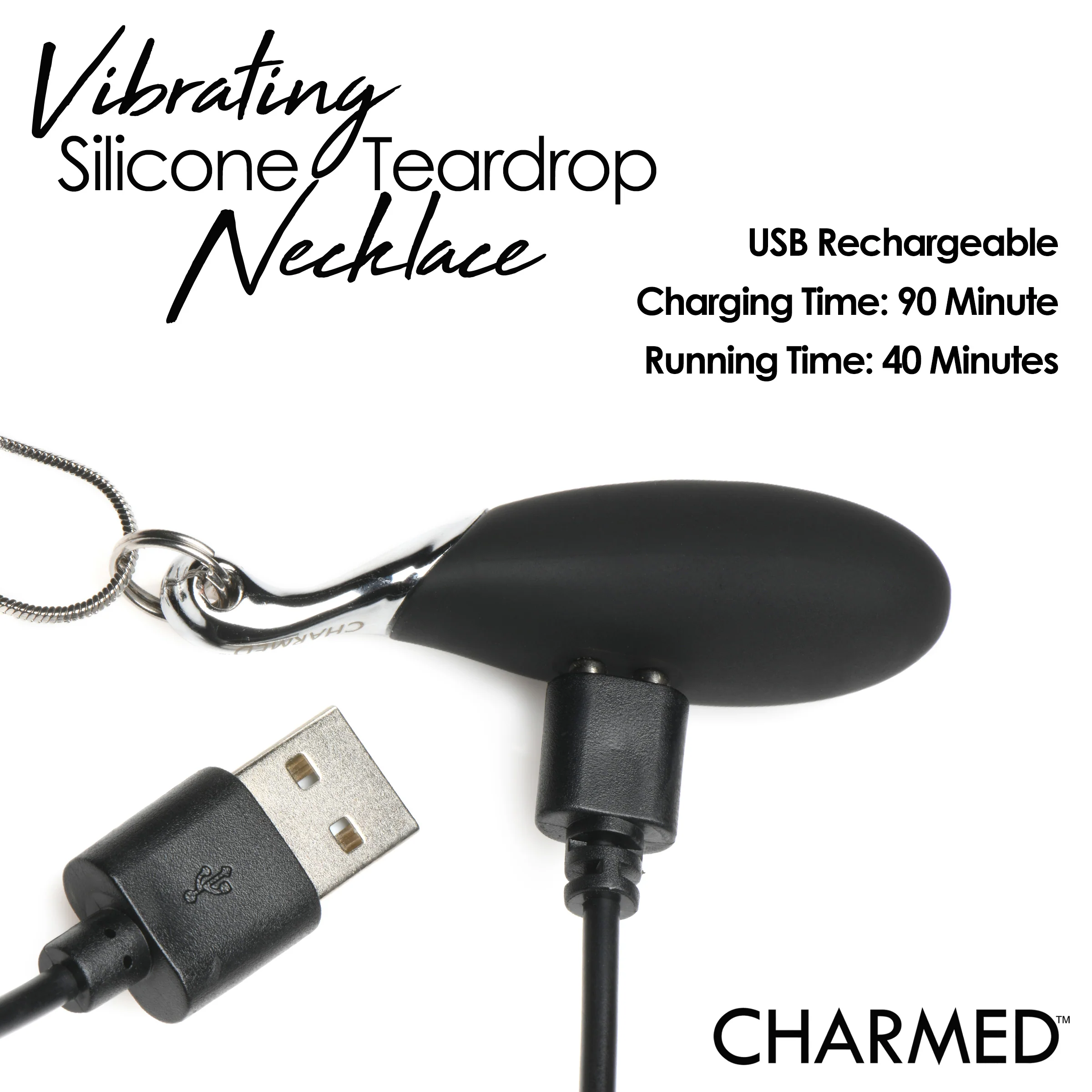 10X Vibrating Silicone Teardrop Necklace - Image 8