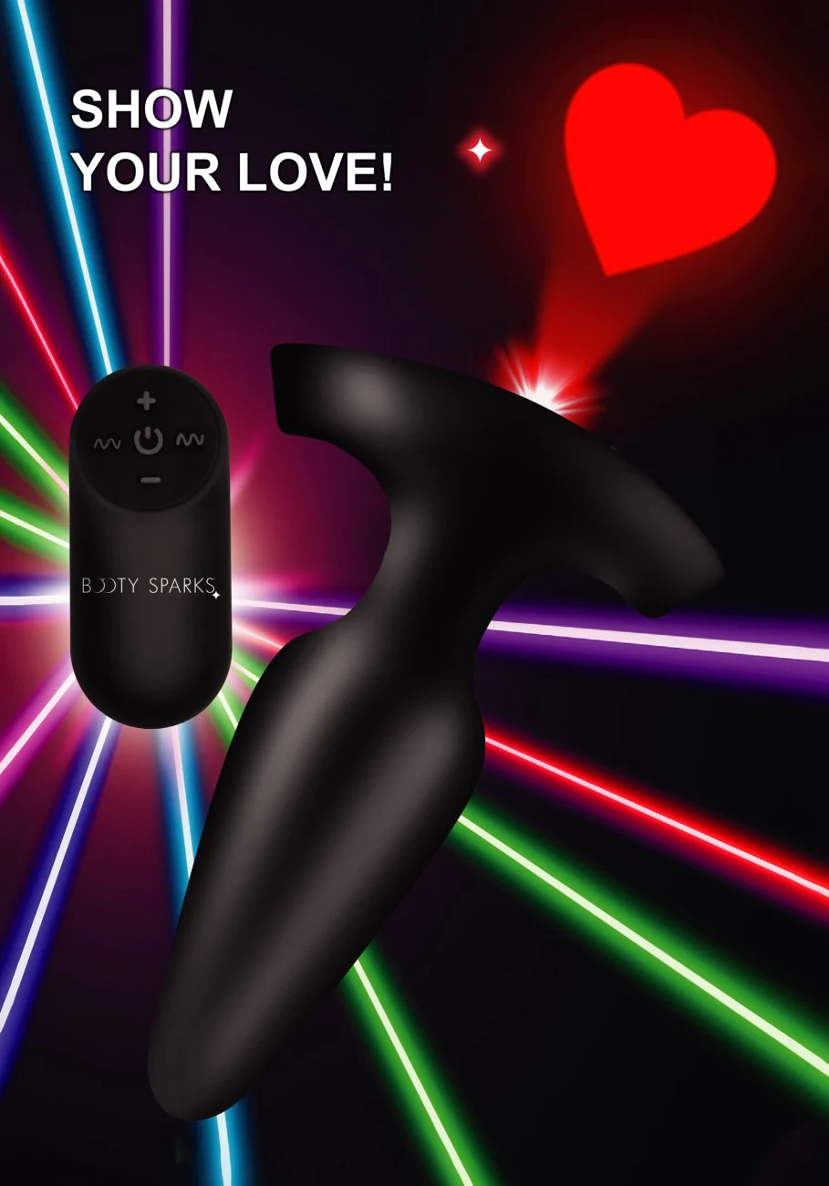28X Laser Heart Silicone Anal Plug with Remote - Image 3