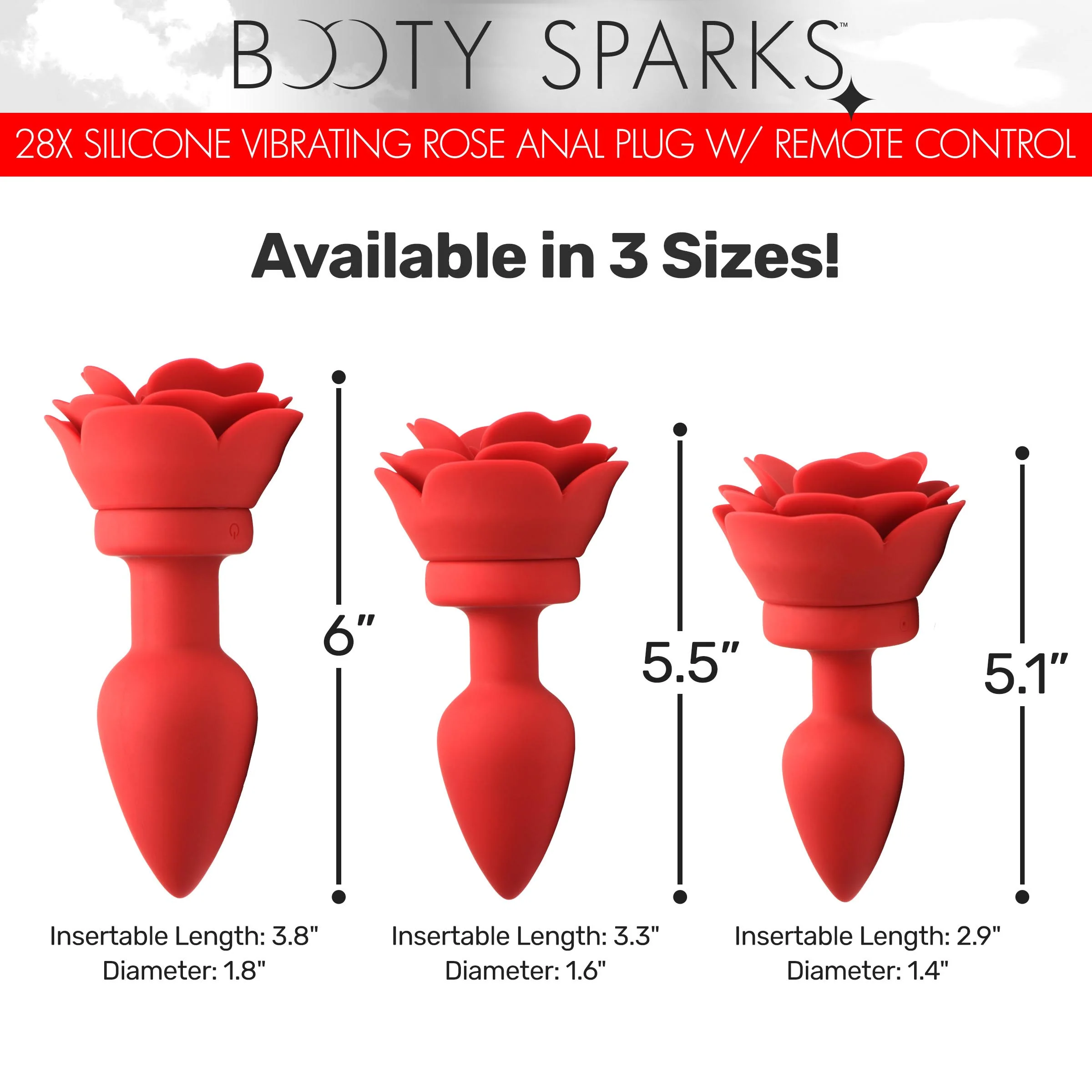 28X Silicone Vibrating Rose Anal Plug with Remote - Image 5