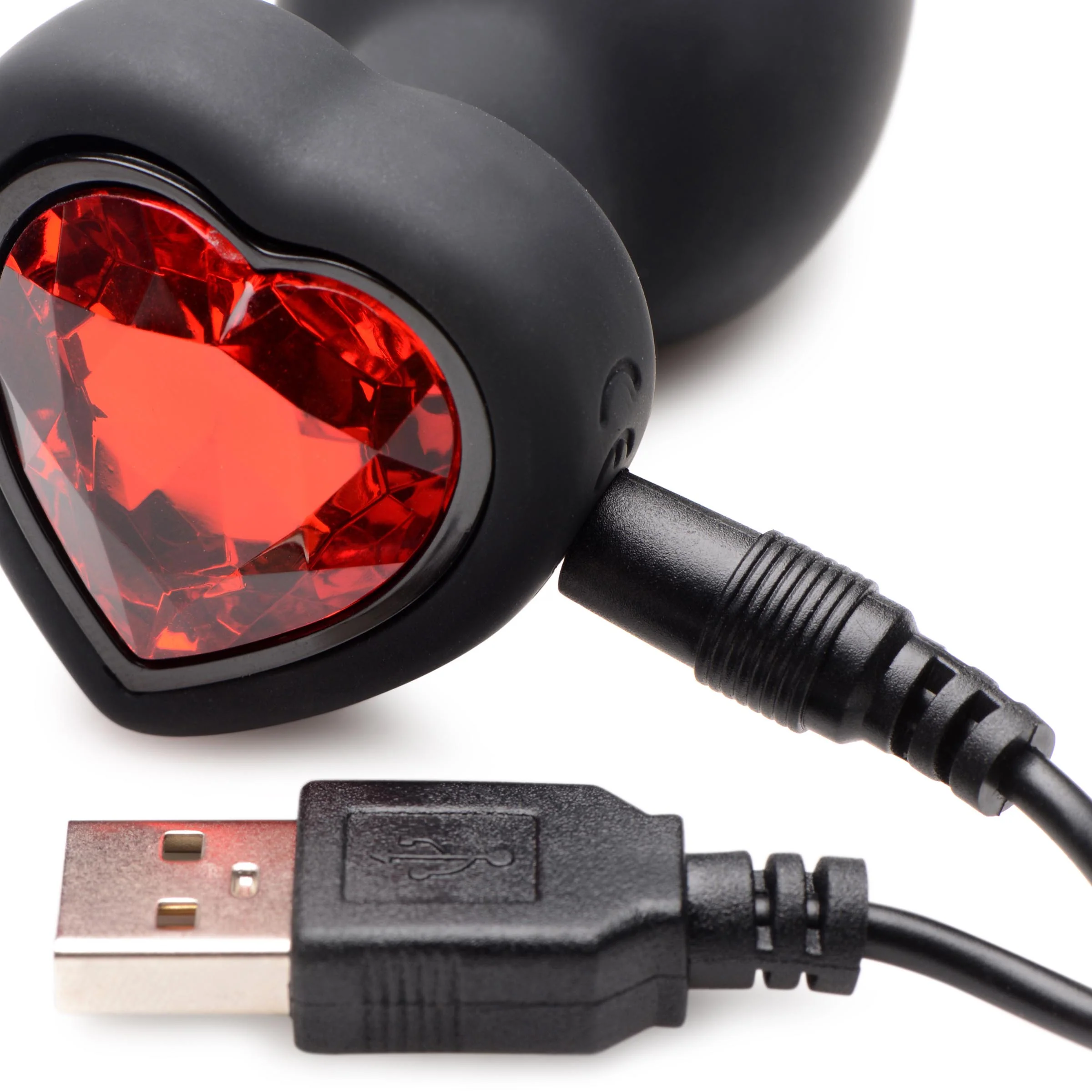 28X Vibrating Silicone Red Heart Anal Plug - Image 5