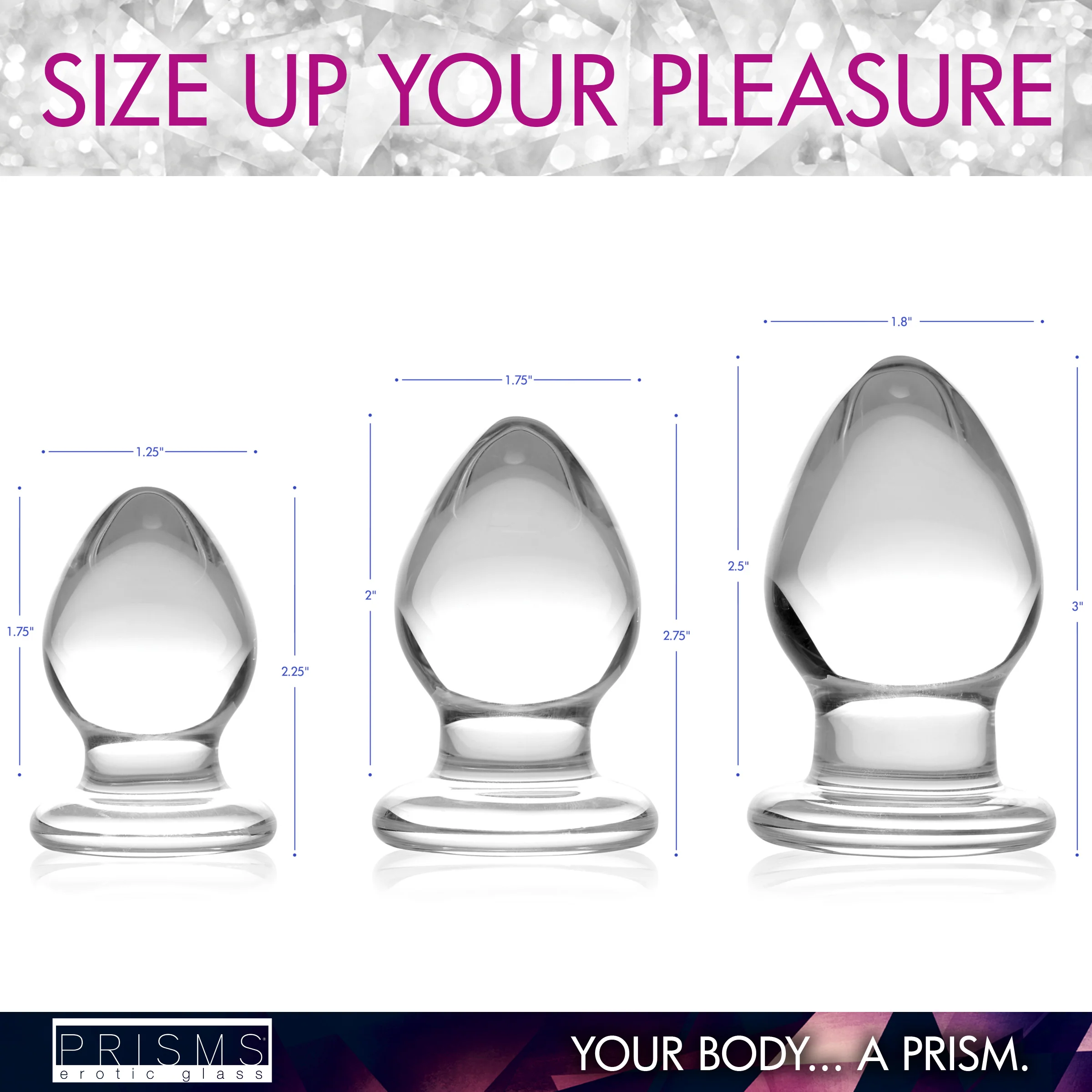 3 Piece Glass Anal Plug Kit - Image 4