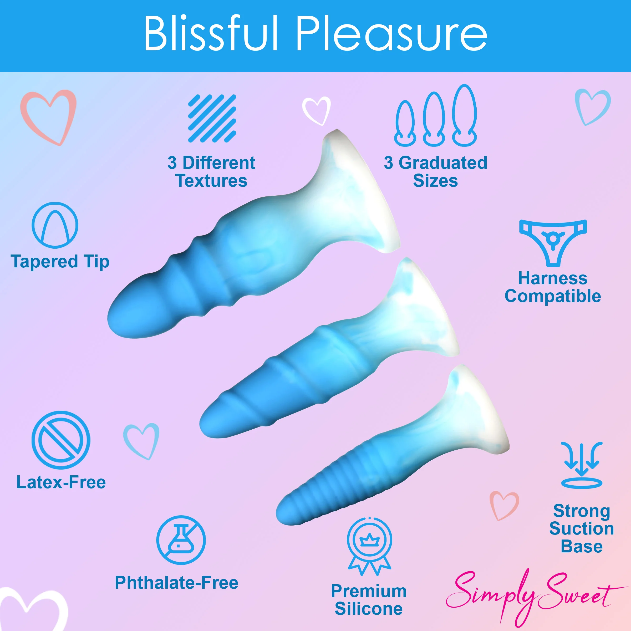 3 Piece Silicone Butt Plug Set - Image 5