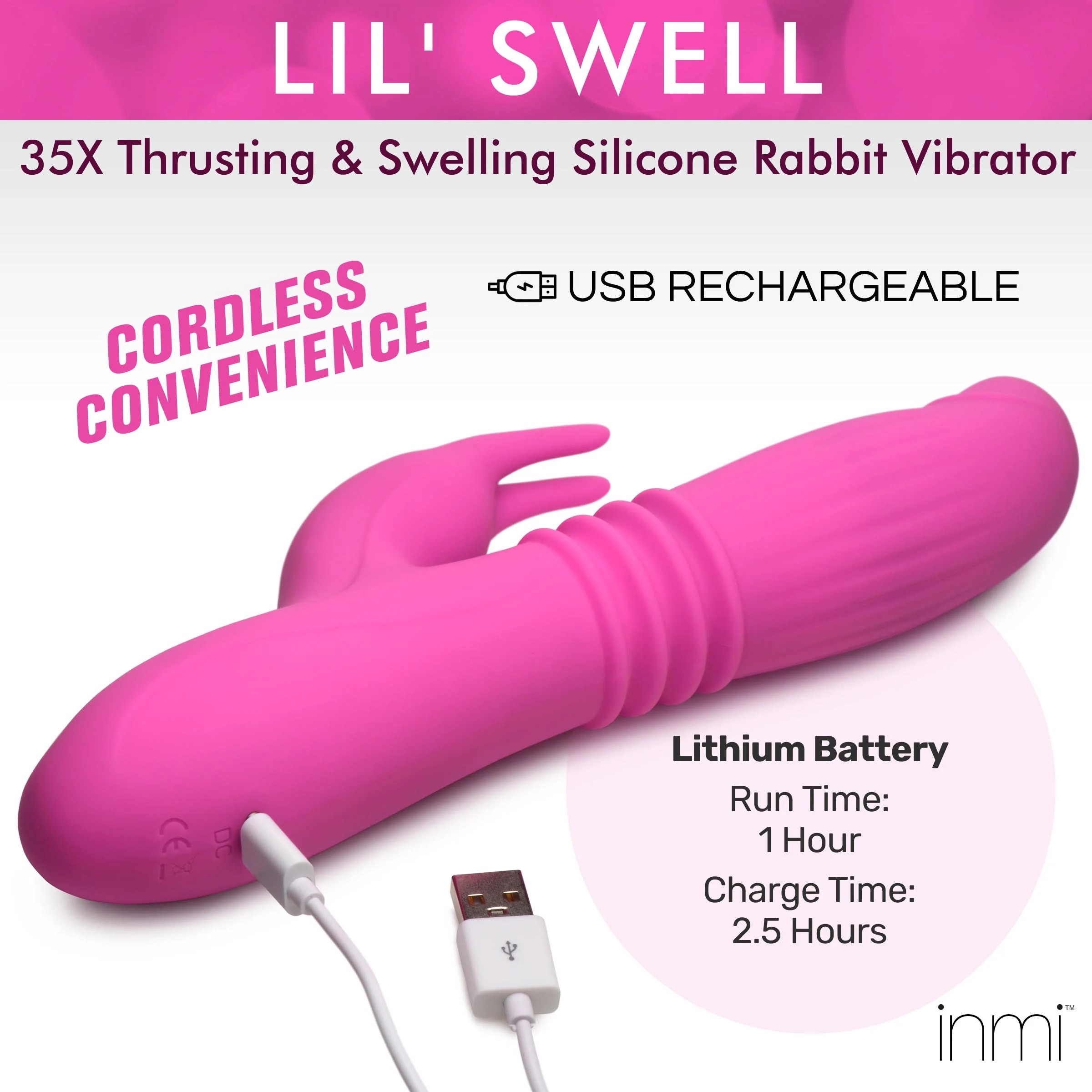 35X Lil Swell Thrusting and Swelling Silicone Rabbit Vibrator - Image 5