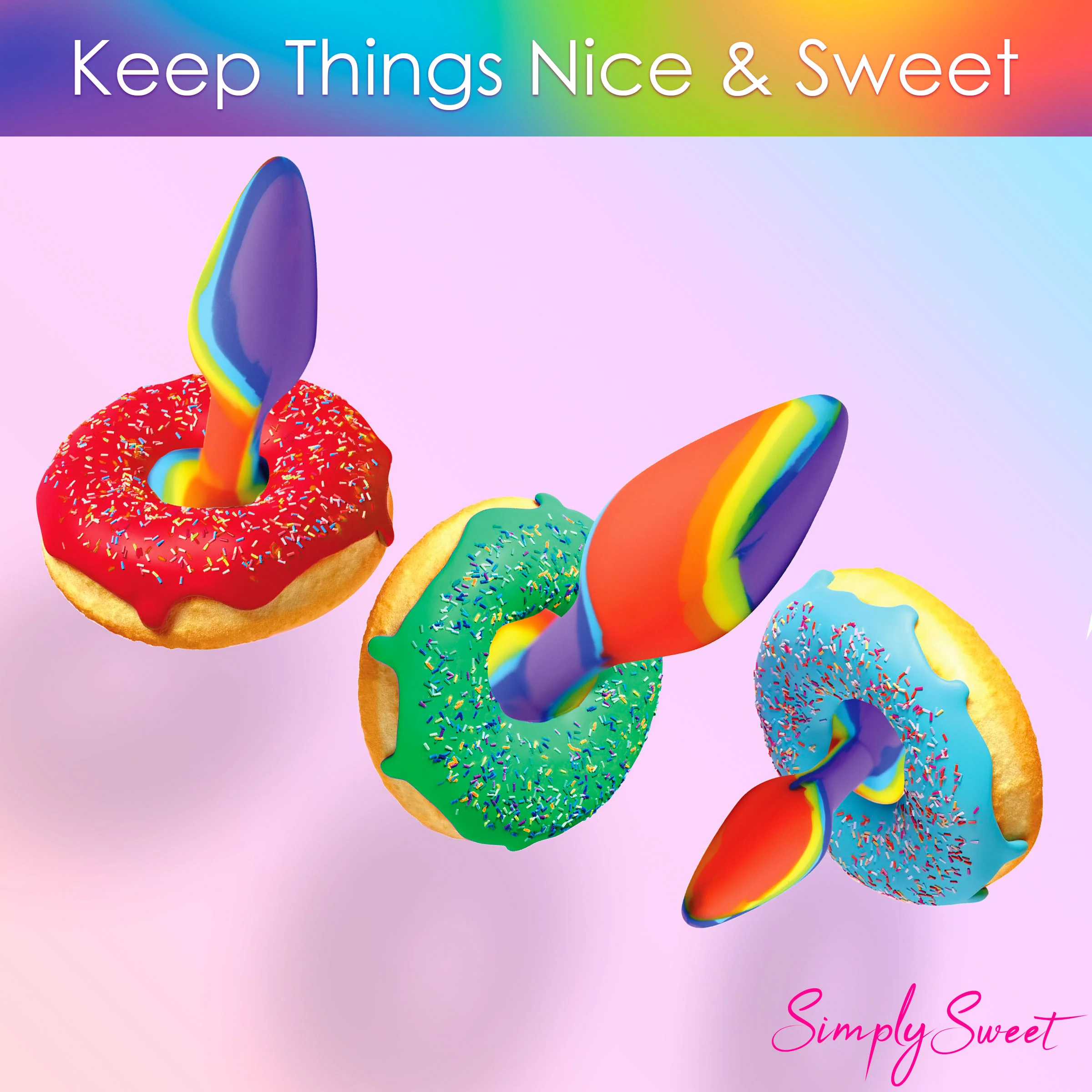 3pc Rainbow Silicone Butt Plug Set - Image 3