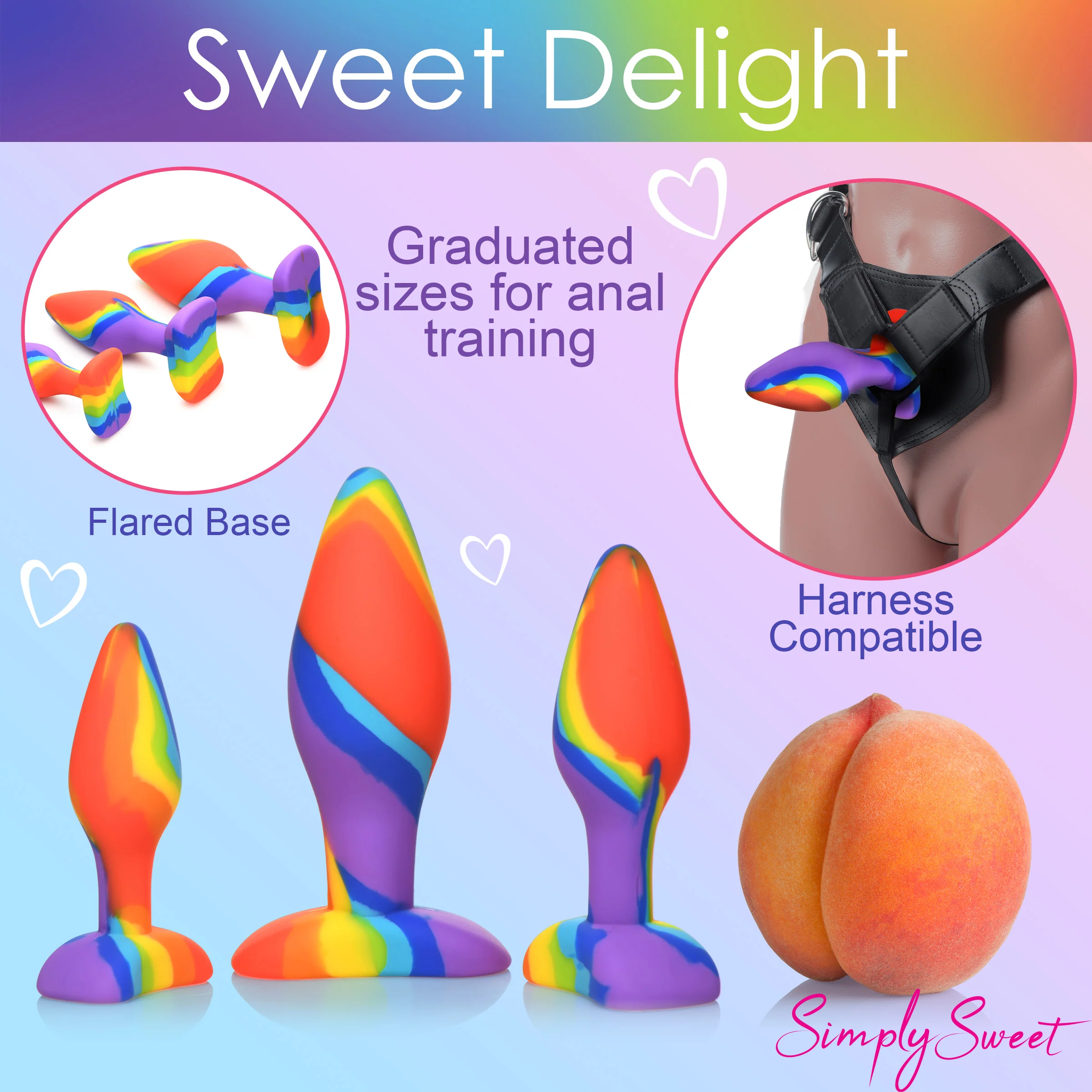 3pc Rainbow Silicone Butt Plug Set - Image 6