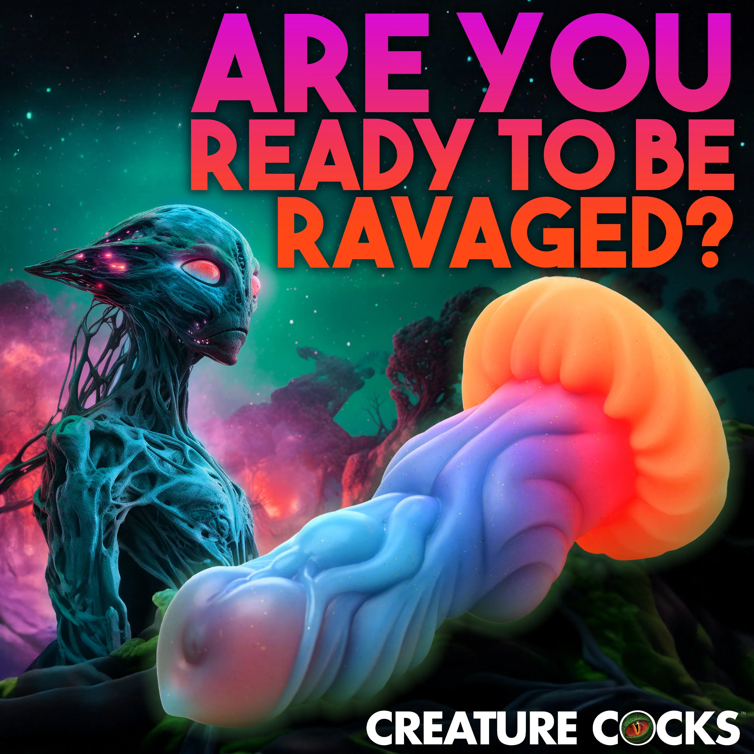 Alien Invader Glow-In-The-Dark Silicone Dildo - Image 3