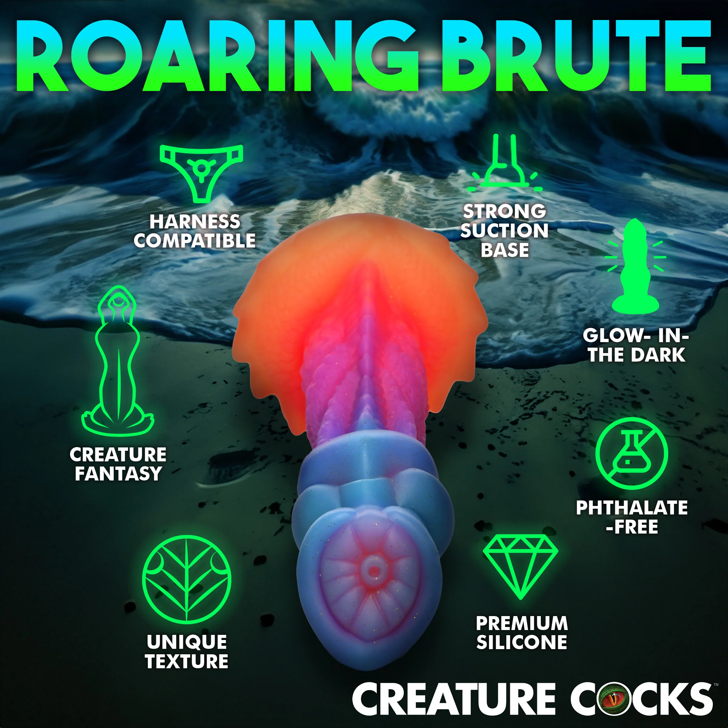 Aqua-Cock Glow-in-the-Dark Silicone Dildo - Image 6