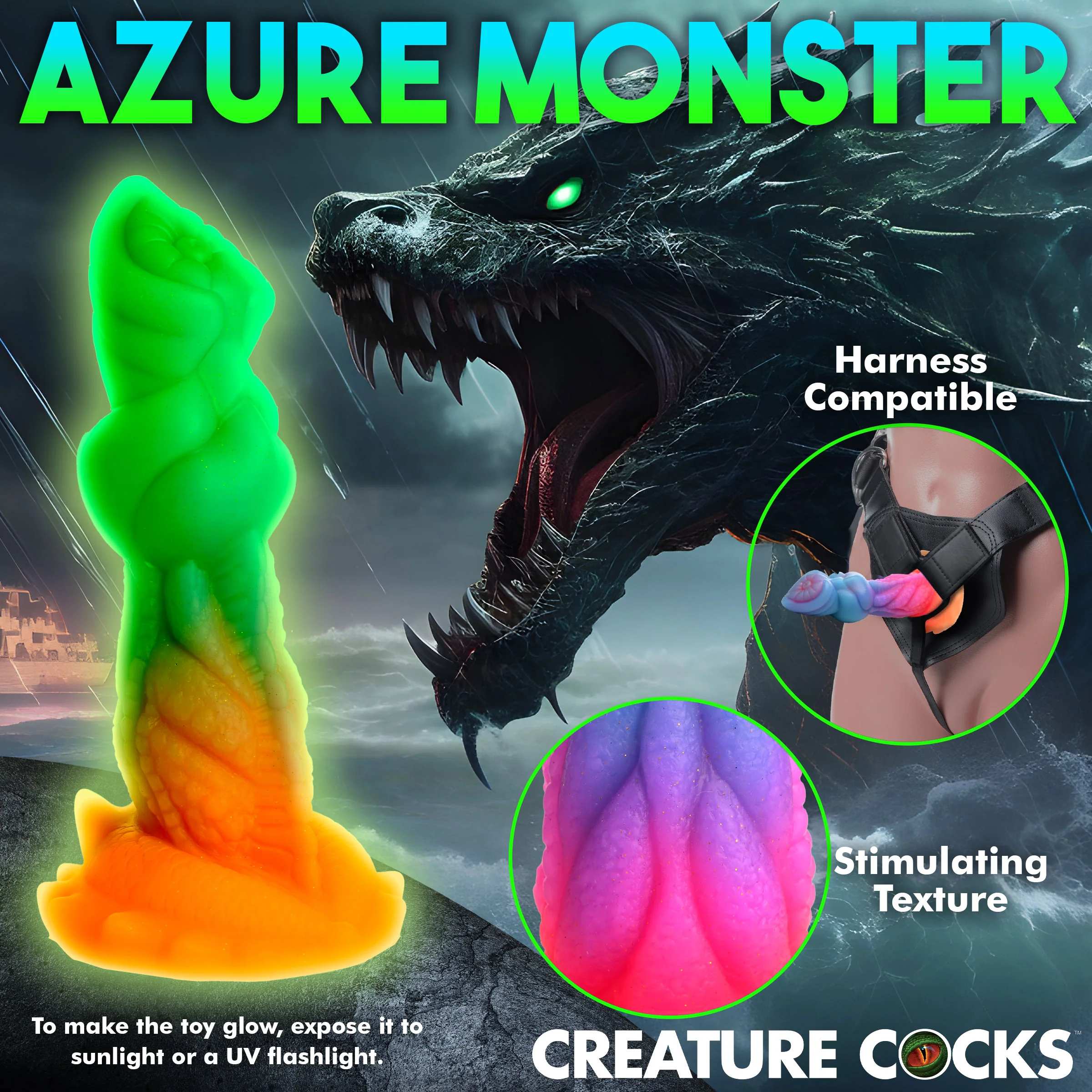 Aqua-Cock Glow-in-the-Dark Silicone Dildo - Image 7