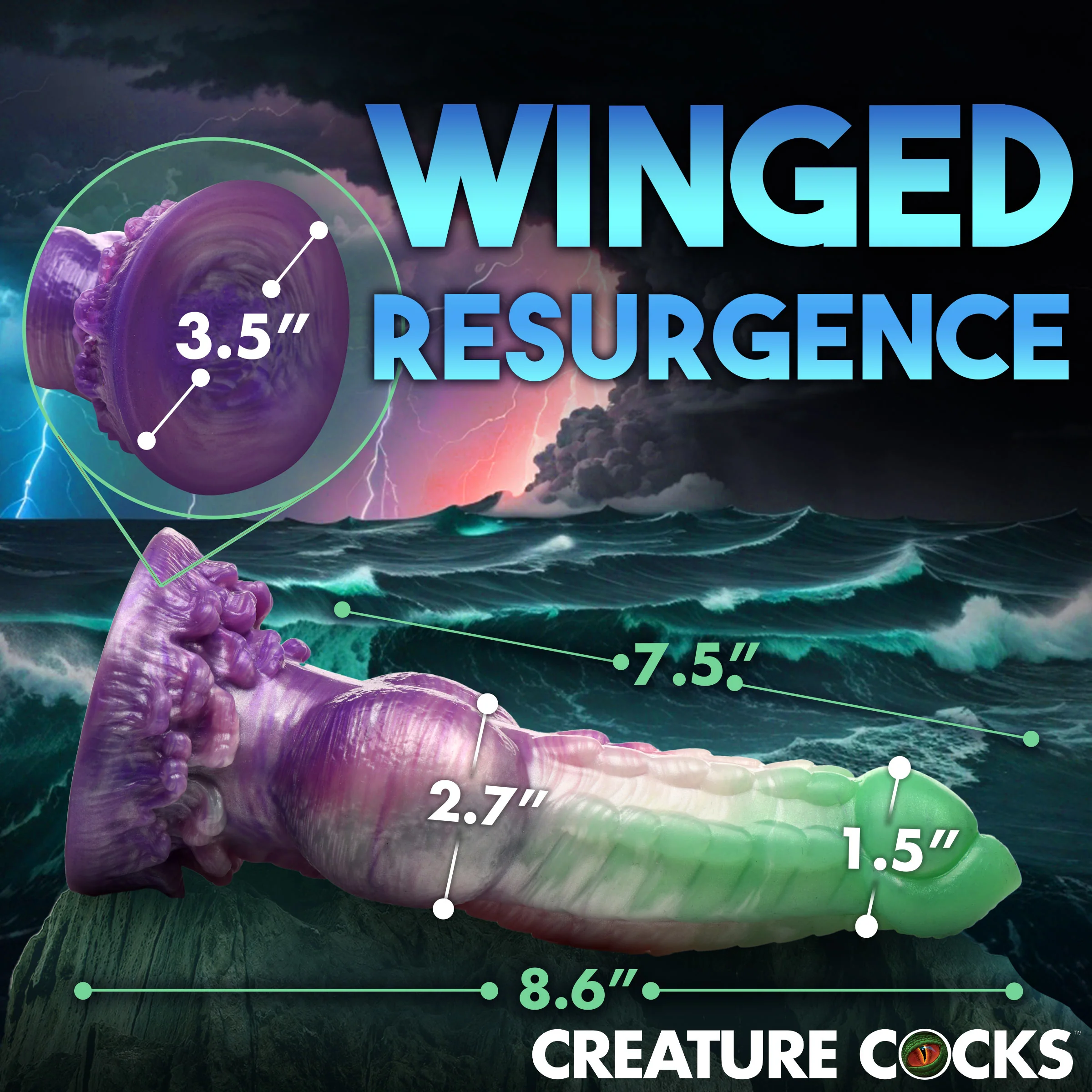 Aqua Phoenix Silicone Dildo - Image 4