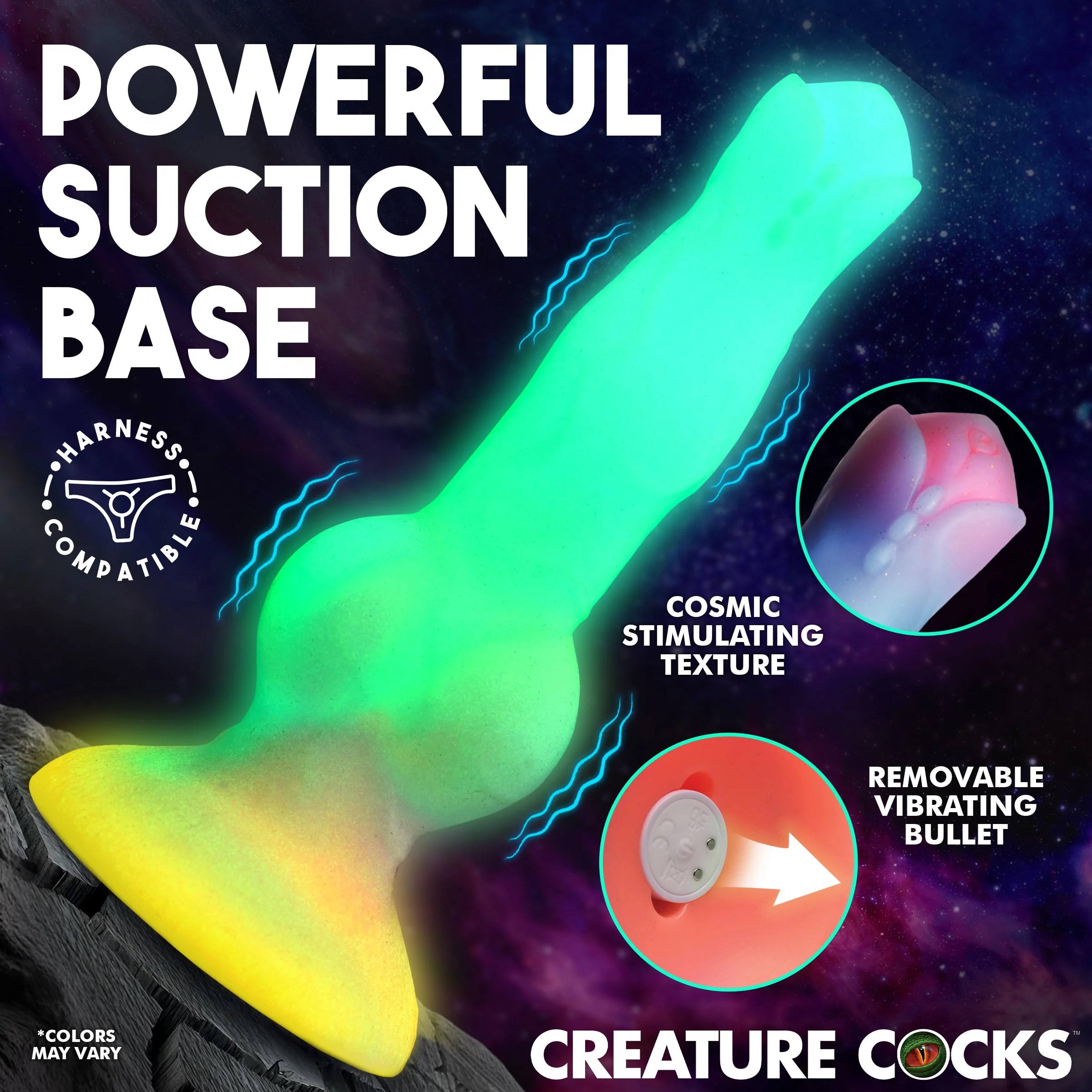 Astro Cock Vibrating Glow-in-the-Dark Silicone Dildo - Image 3