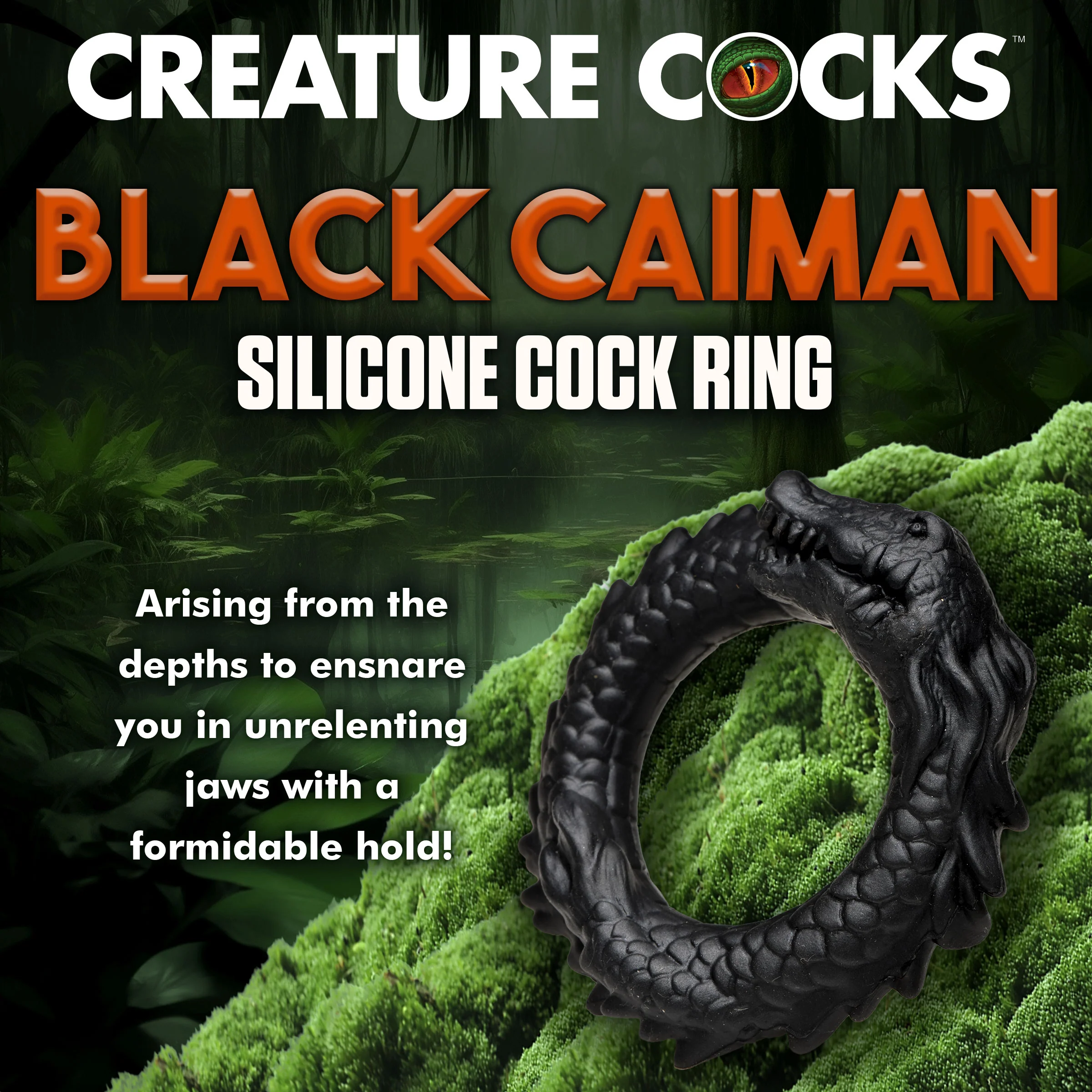 Black Caiman Silicone Cock Ring - Image 2