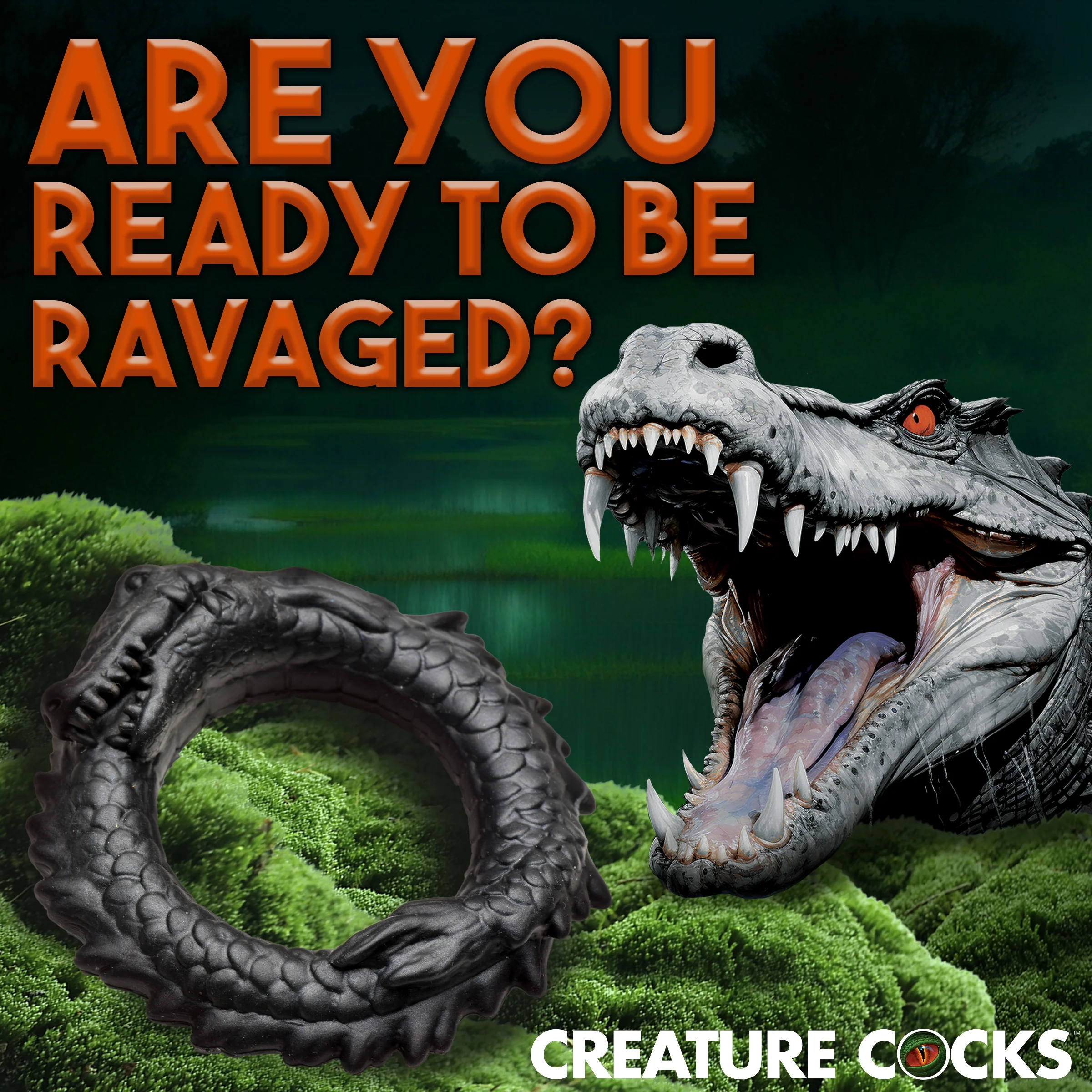 Black Caiman Silicone Cock Ring - Image 3