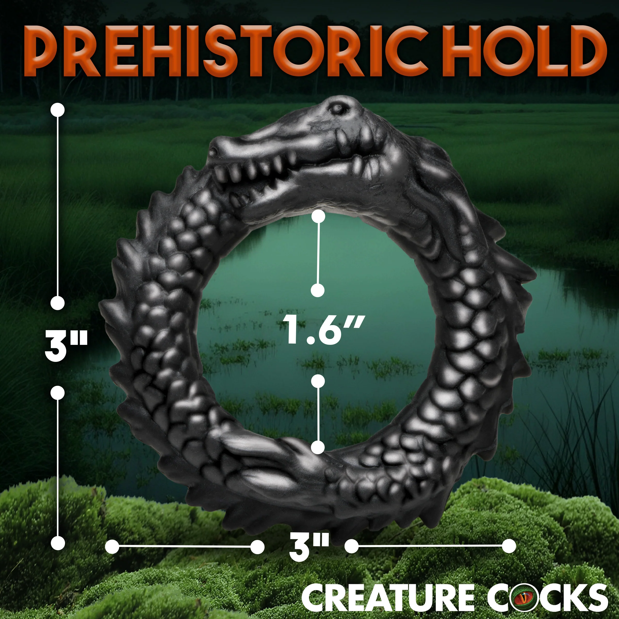 Black Caiman Silicone Cock Ring - Image 4