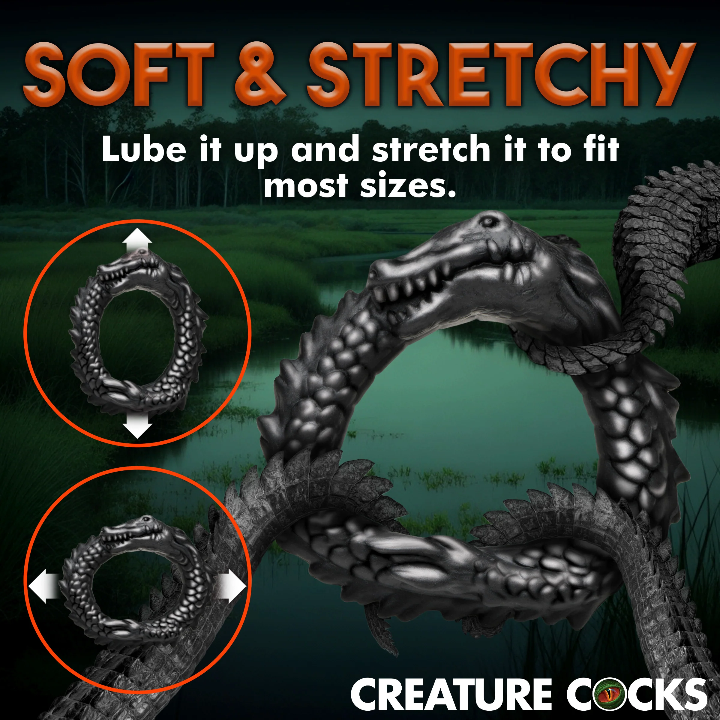 Black Caiman Silicone Cock Ring - Image 7