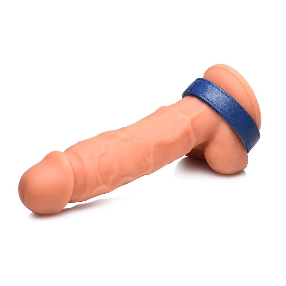 Blue Leather Penis Ring with Velcro - Image 5