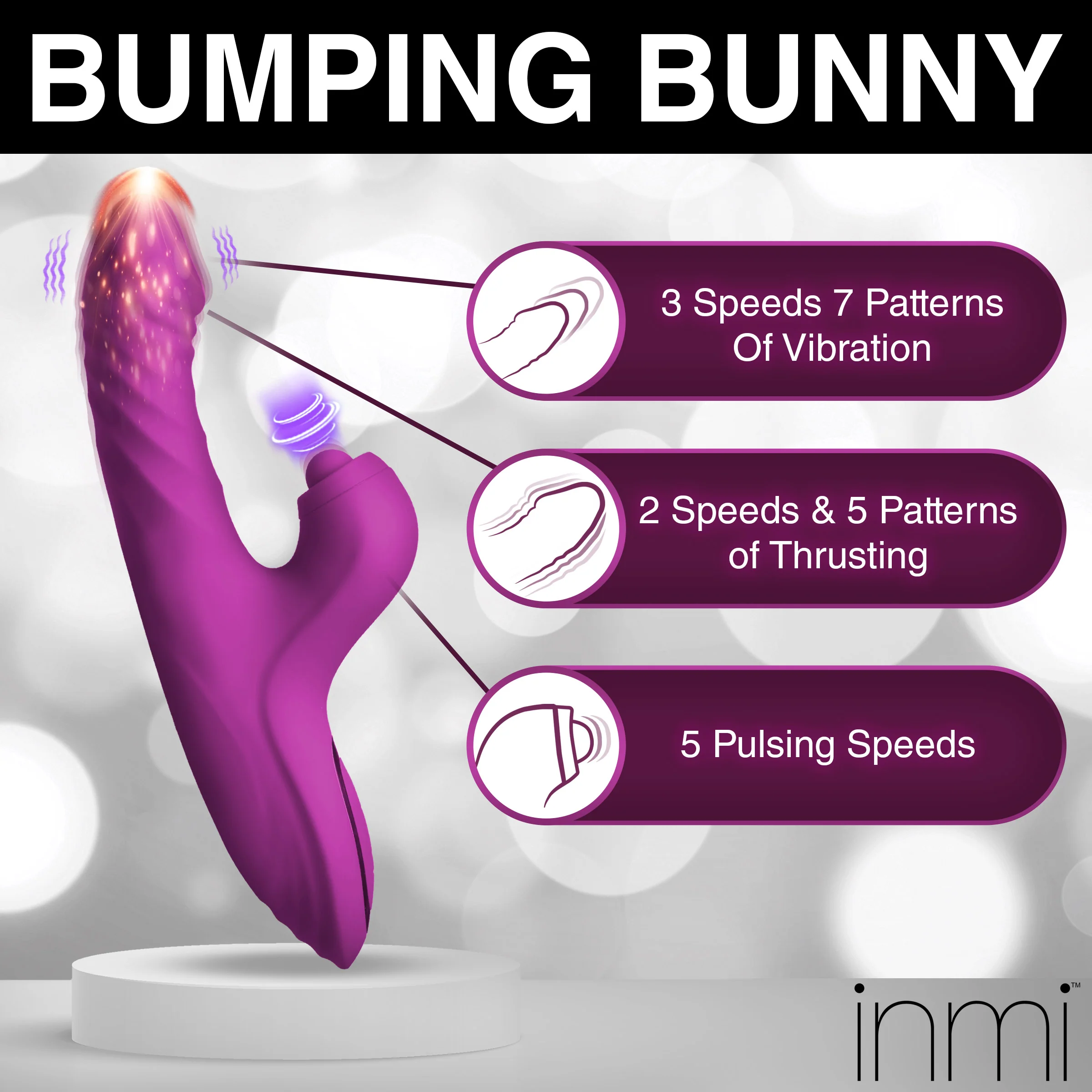 Bumping Bunny Thrusting & Pulsing Silicone Rabbit Vibrator - Image 5