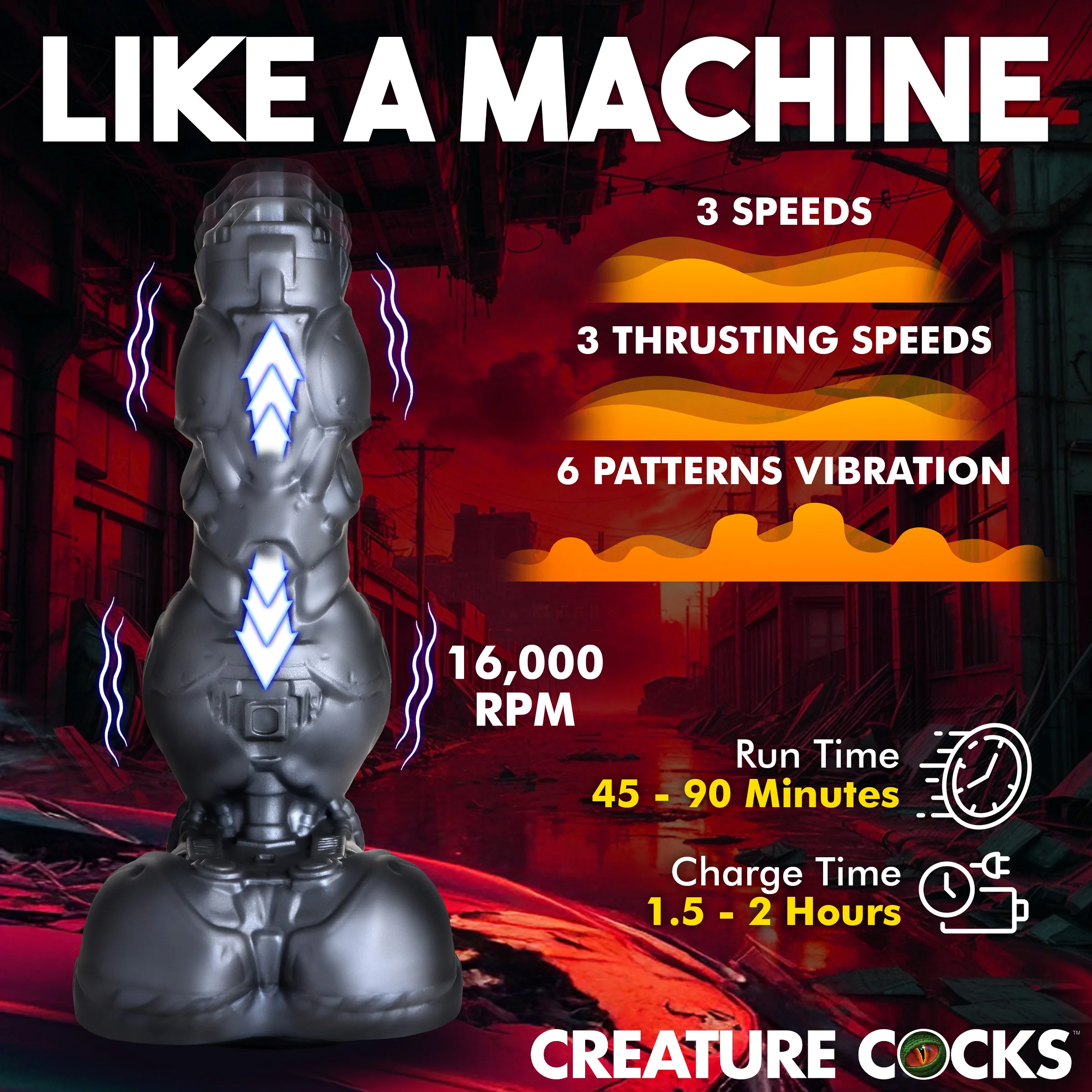 Cyborg Cock Thrusting & Vibrating Silicone Dildo - Image 4