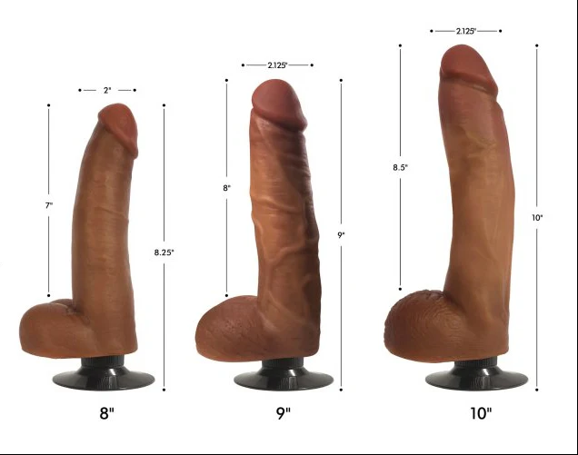 Dark Bareskin Vibrating Dildo with Balls - Image 7