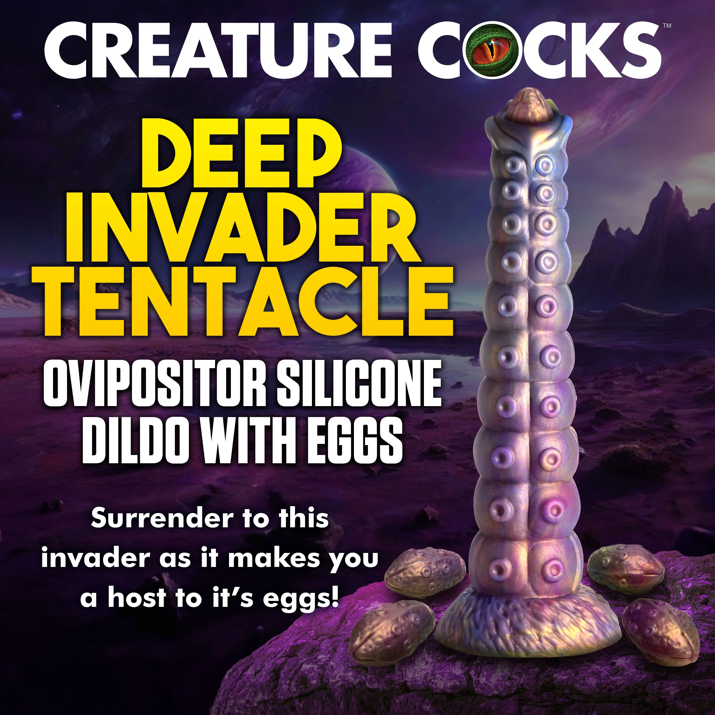 Deep Invader Tentacle Ovipositor Silicone Dildo with Eggs - Image 2