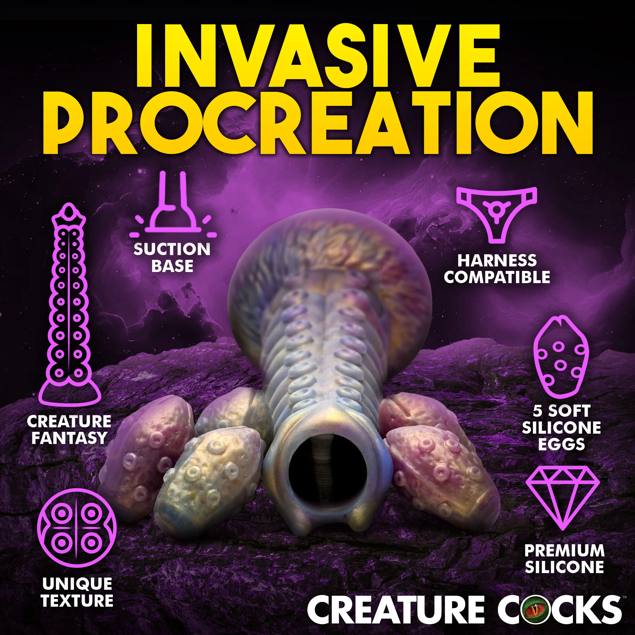 Deep Invader Tentacle Ovipositor Silicone Dildo with Eggs - Image 5
