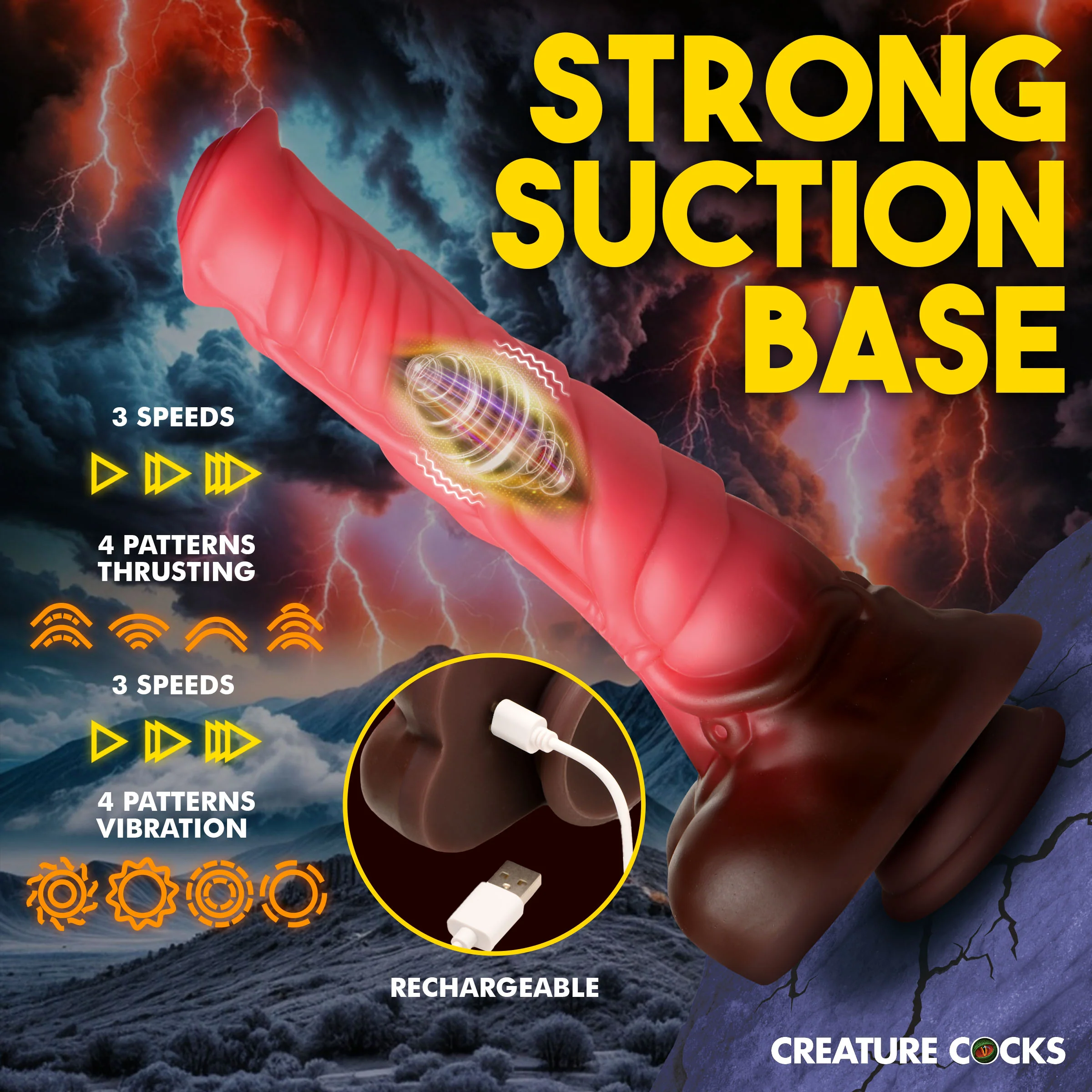 Deluxe Centaur Thrusting & Vibrating Silicone Dildo - Image 5