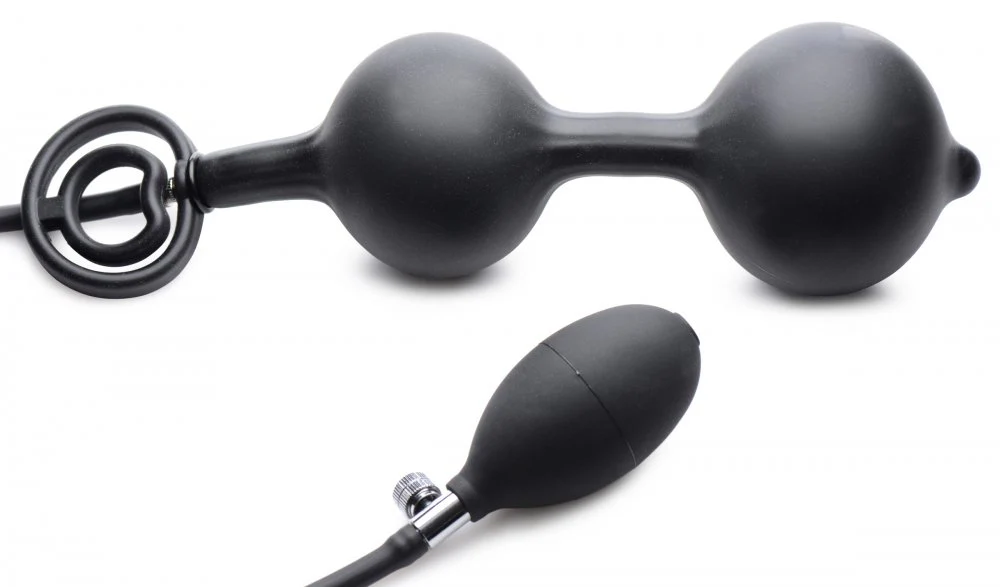 Devils Rattle Inflatable Silicone Anal Plug with Cock and Ball Ring - Image 10
