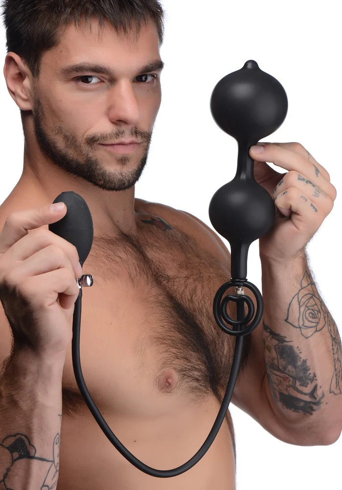 Devils Rattle Inflatable Silicone Anal Plug with Cock and Ball Ring - Image 6