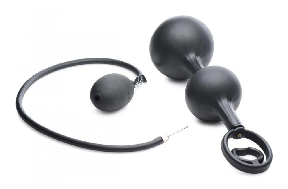 Devils Rattle Inflatable Silicone Anal Plug with Cock and Ball Ring - Image 9