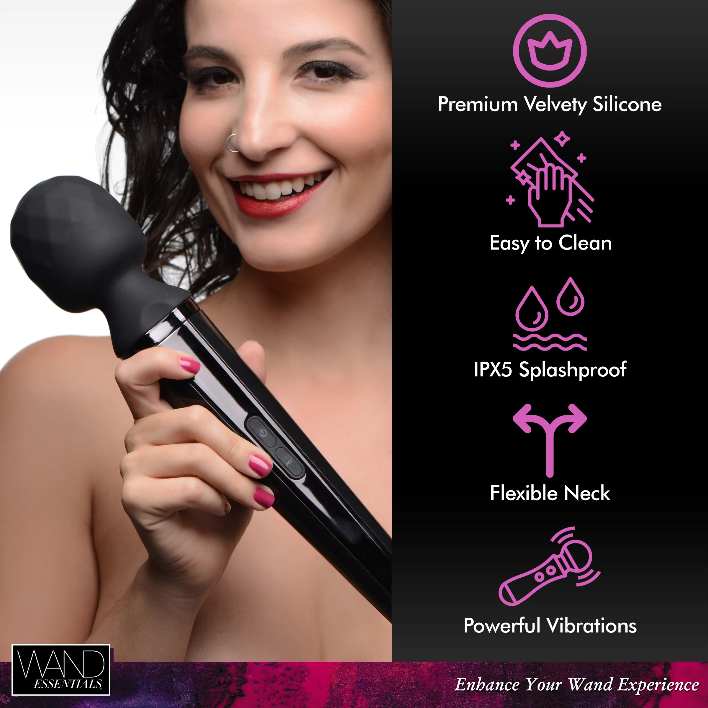 Diamond Head 24X Rechargeable Silicone Wand Massager - Image 8