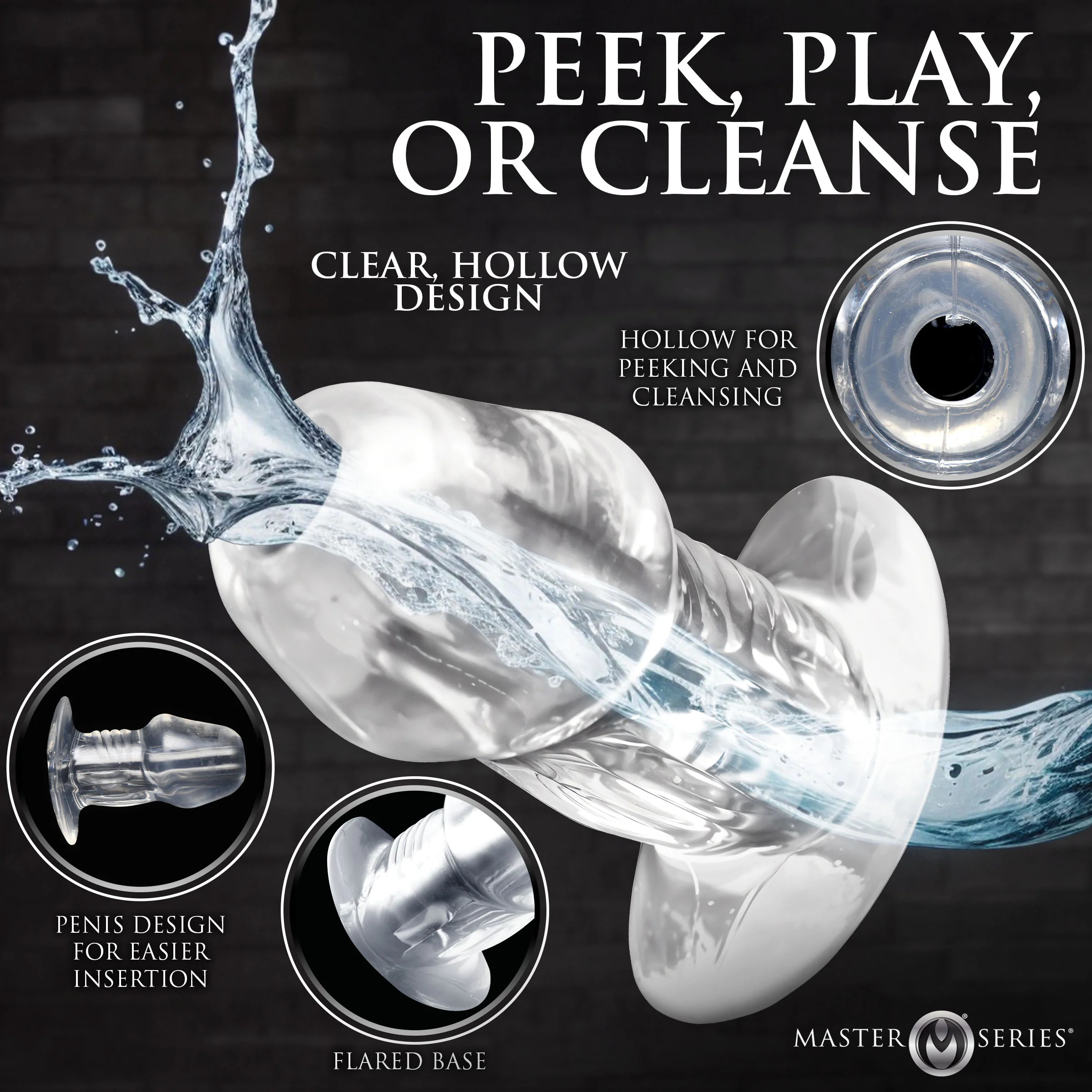 Dicked Clear Hollow Anal Plug 3pc Set - Image 2