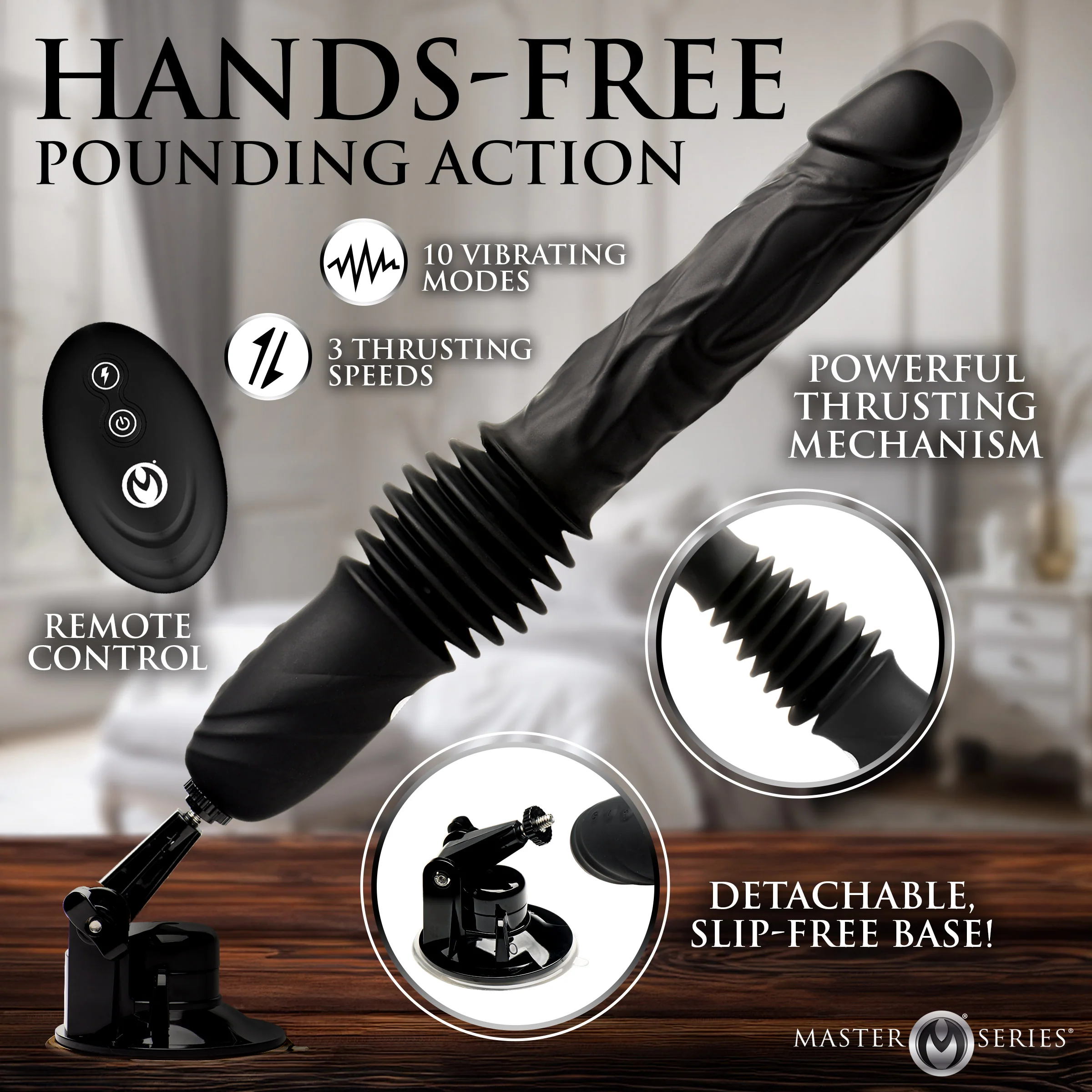Double Pounder Silicone Vibrating Dildo Thruster - Image 3
