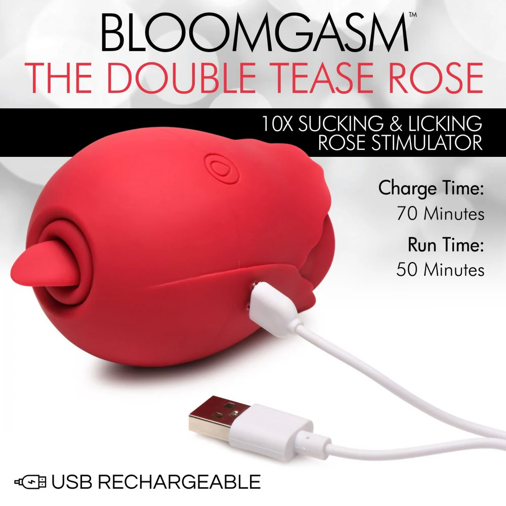 Double Tease Rose 10X Sucking and Licking Silicone Stimulator - Image 4
