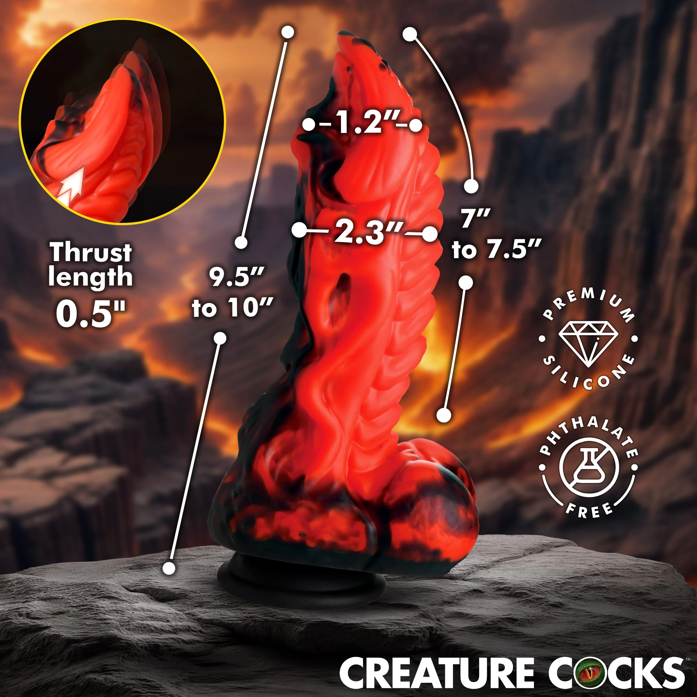 Dragon Thrust Thrusting & Vibrating Silicone Dildo - Image 5