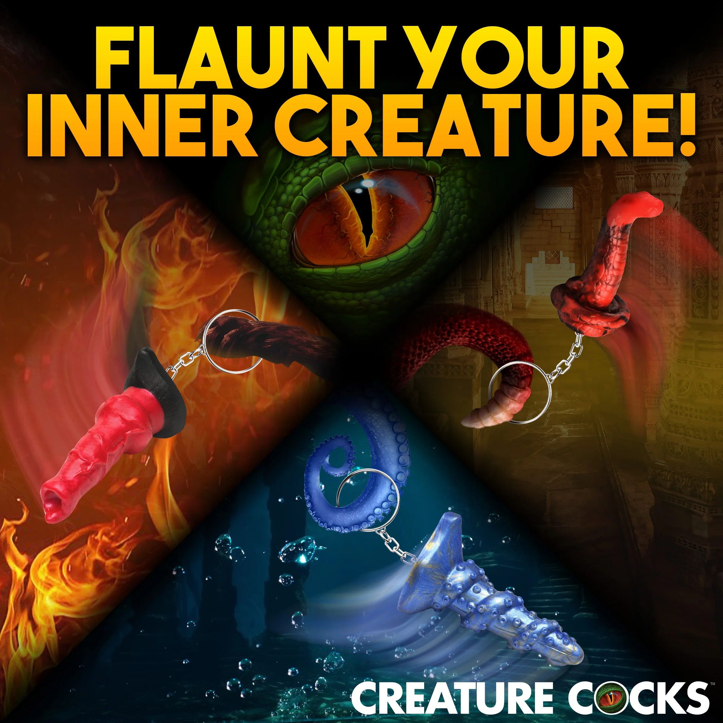 Hell-Hound, Lord Kraken, & King Cobra Silicone Keychain Set - Image 3