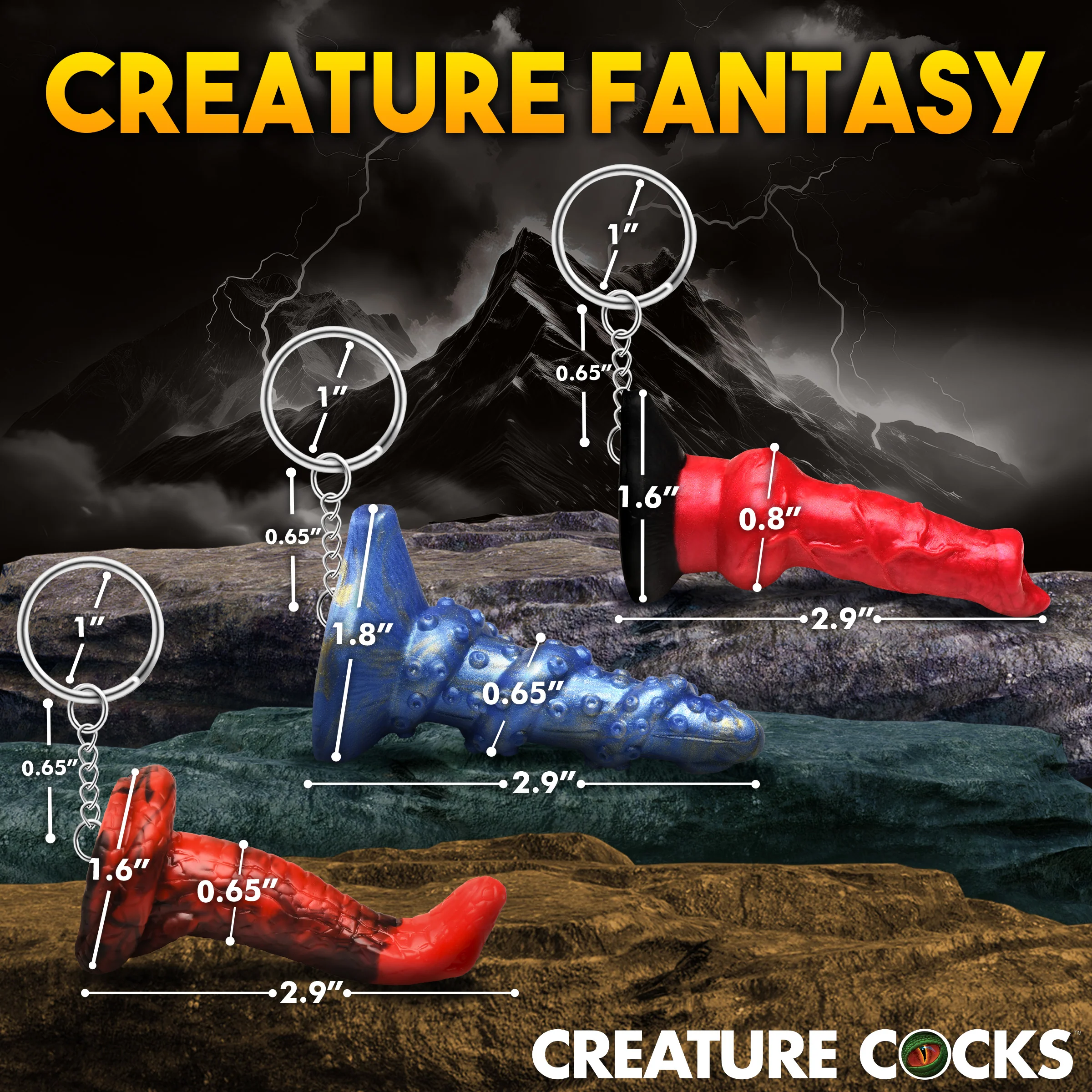 Hell-Hound, Lord Kraken, & King Cobra Silicone Keychain Set - Image 4